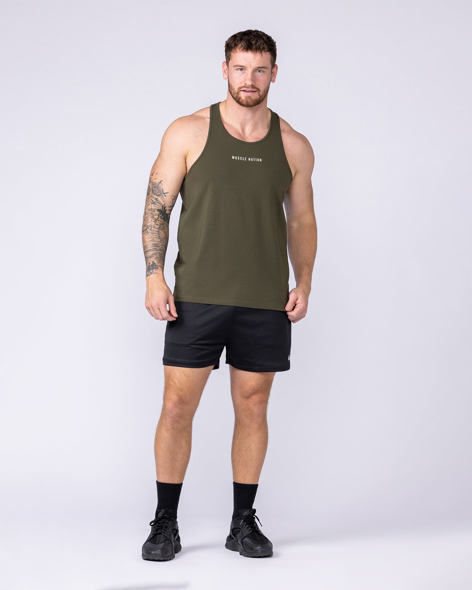 Infinite Y Back Singlet - Dark Khaki-Singlets & Tanks-S-072301DKHAKI-S-MNAPPRL25366-6-Muscle Nation