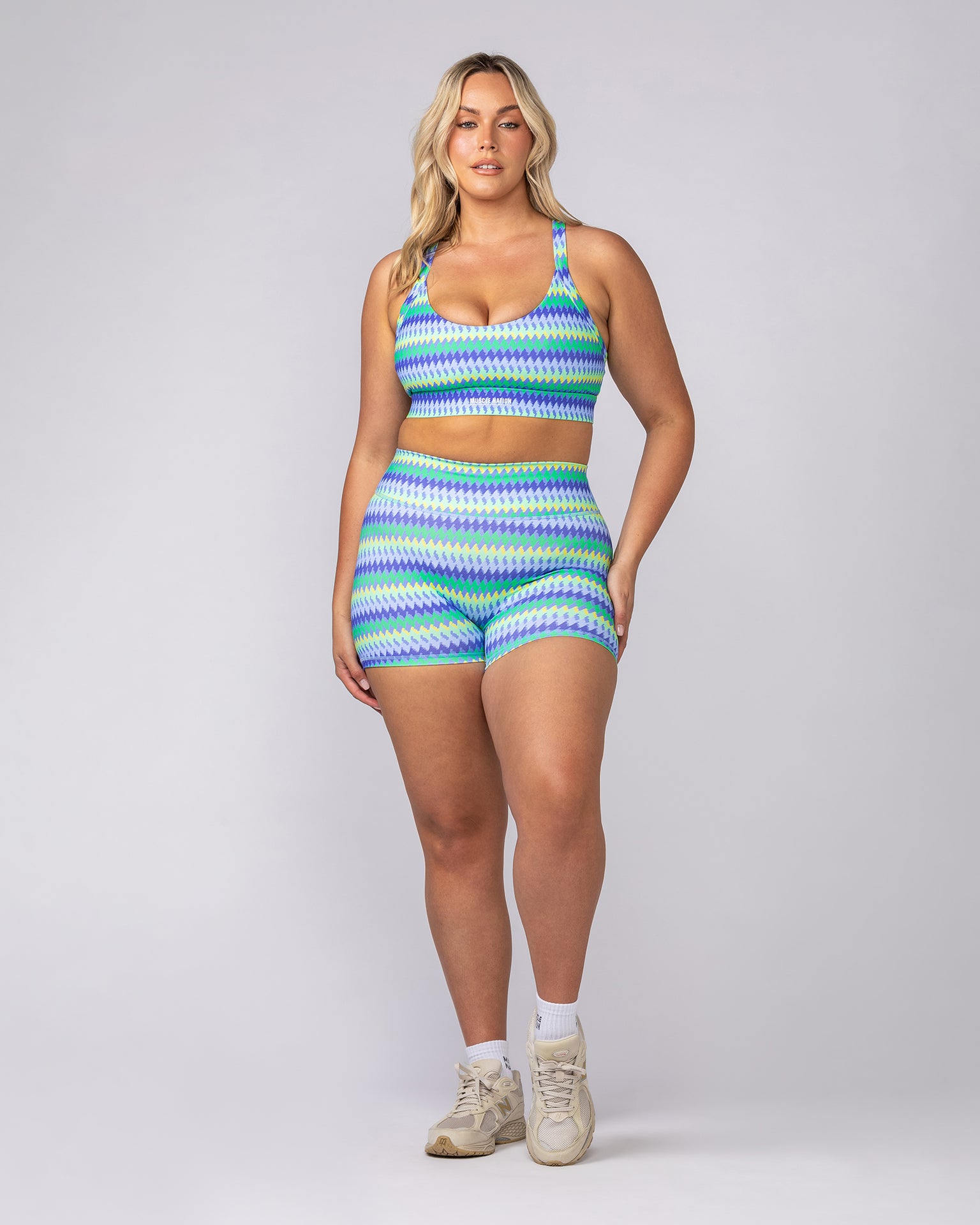 Instinct Scrunch Midway Shorts - Blue Fiesta Print-Shorts-XXS-062507BLFP-XXS-MNAPPRL43067-6-Muscle Nation