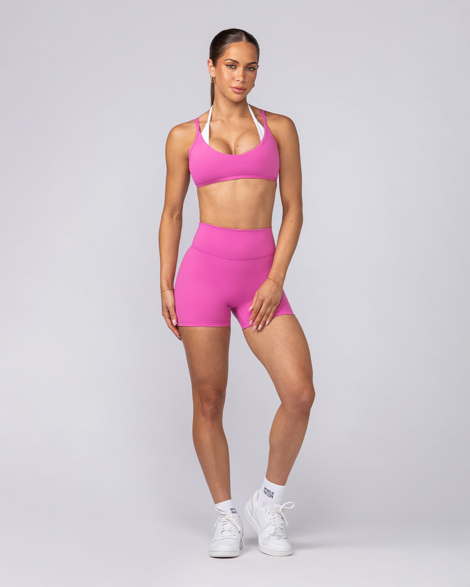 Instinct Scrunch Midway Shorts - Hibiscus-Shorts-XXS-062507HIB-XXS-MNAPPRL43076-5-Muscle Nation