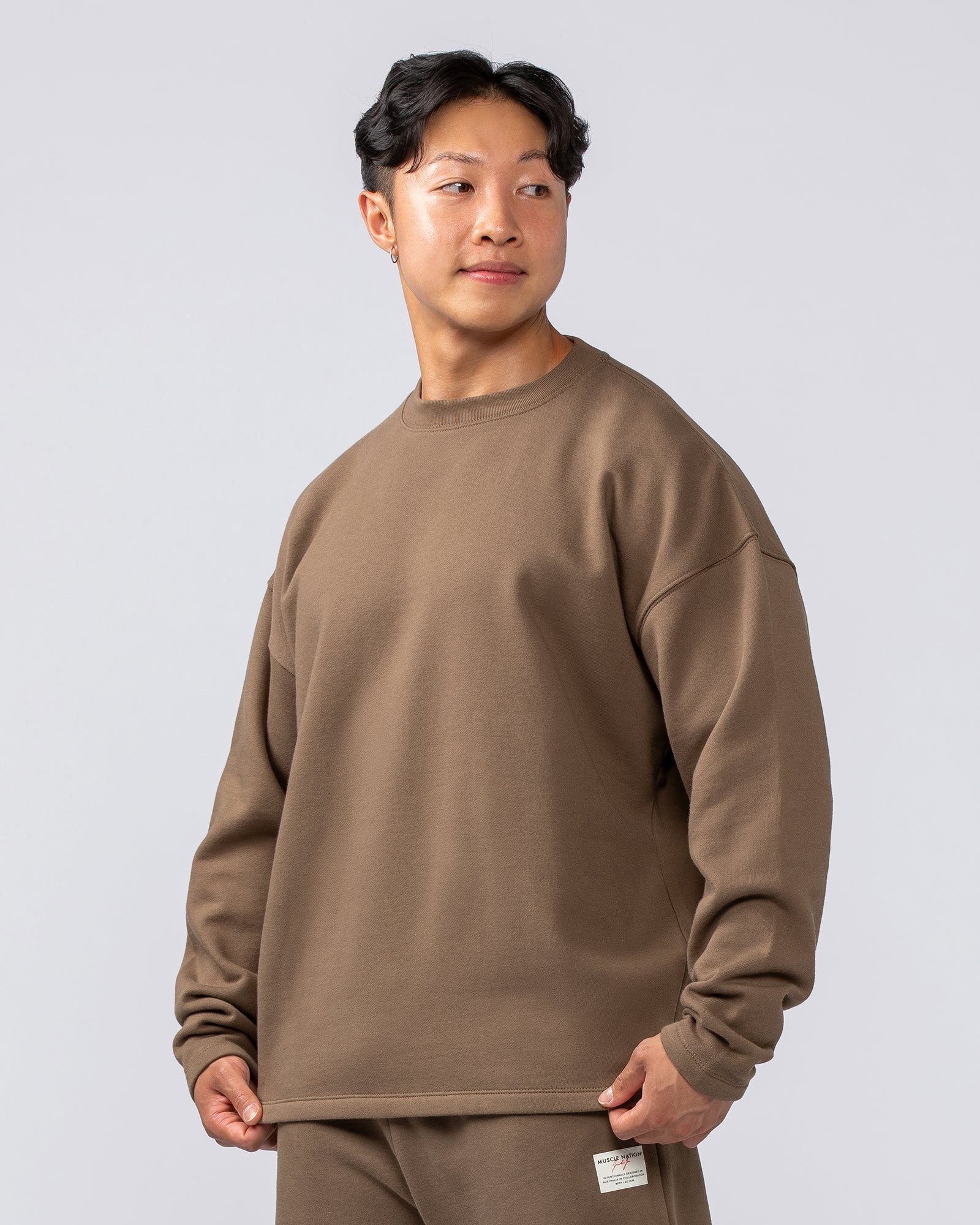 Lee Lem Crew Pullover - Washed Hazelnut-Jumpers & Hoodies-XS-022541WSHHZLNT-XS-MNAPPRL40966-1-Muscle Nation