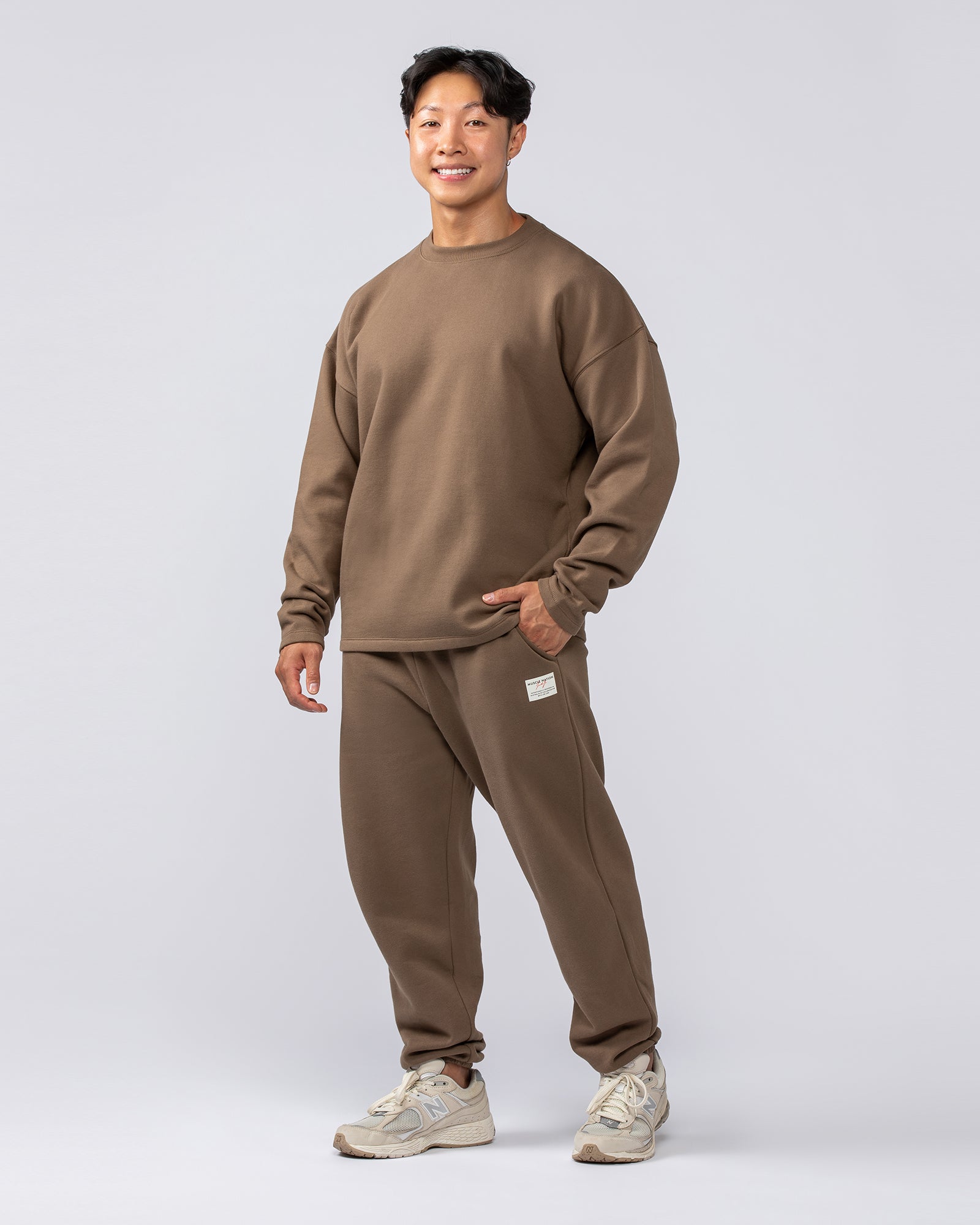 Lee Lem Crew Pullover - Washed Hazelnut-Jumpers & Hoodies-XS-022541WSHHZLNT-XS-MNAPPRL40966-4-Muscle Nation