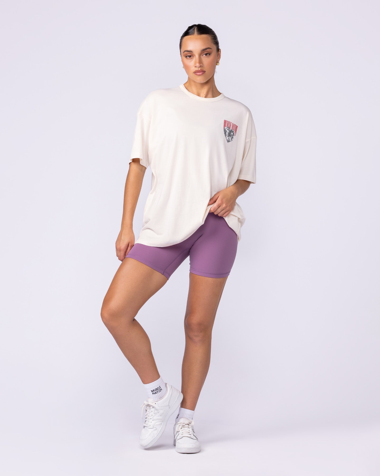 Less Panic More Disco Oversized Tee - Travertine-T-Shirts-XXS-1125144TRAV-XXS-MNAPPRL46224-6-Muscle Nation