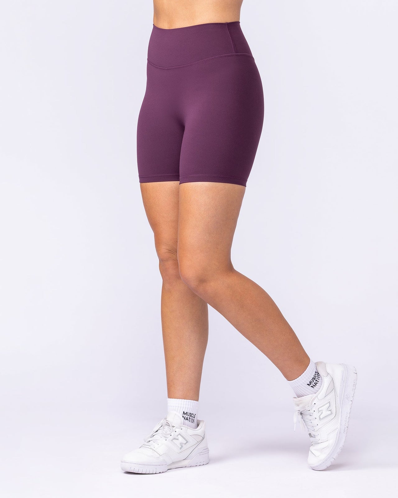 Liberty High Rise Bike Shorts Cranberry - Muscle Nation women's bike shorts, view 3