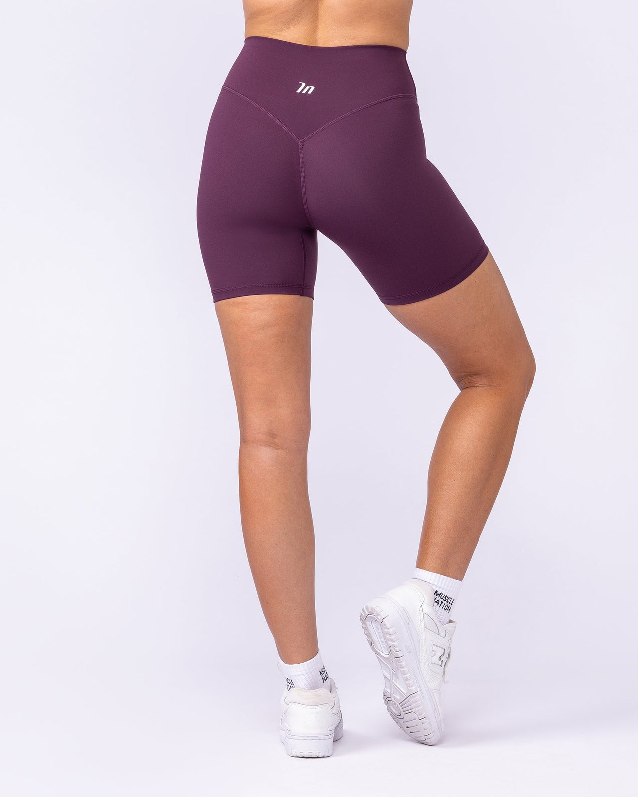 Liberty High Rise Bike Shorts Cranberry - Muscle Nation women's bike shorts, view 5