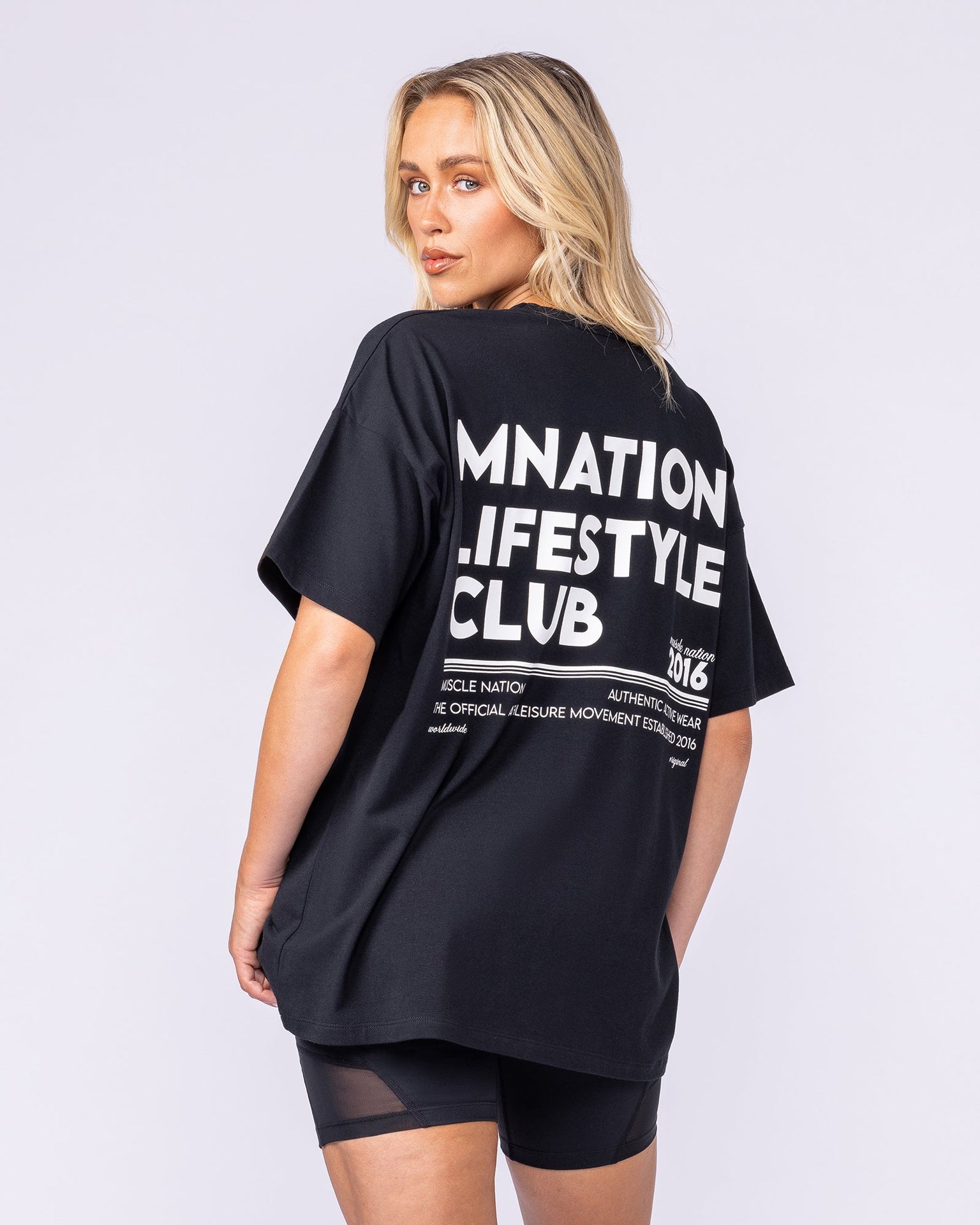 Lifestyle Club Oversized Tee - Black-T-Shirts-XXS-1125231BLK-XXS-MNAPPRL46233-1-Muscle Nation