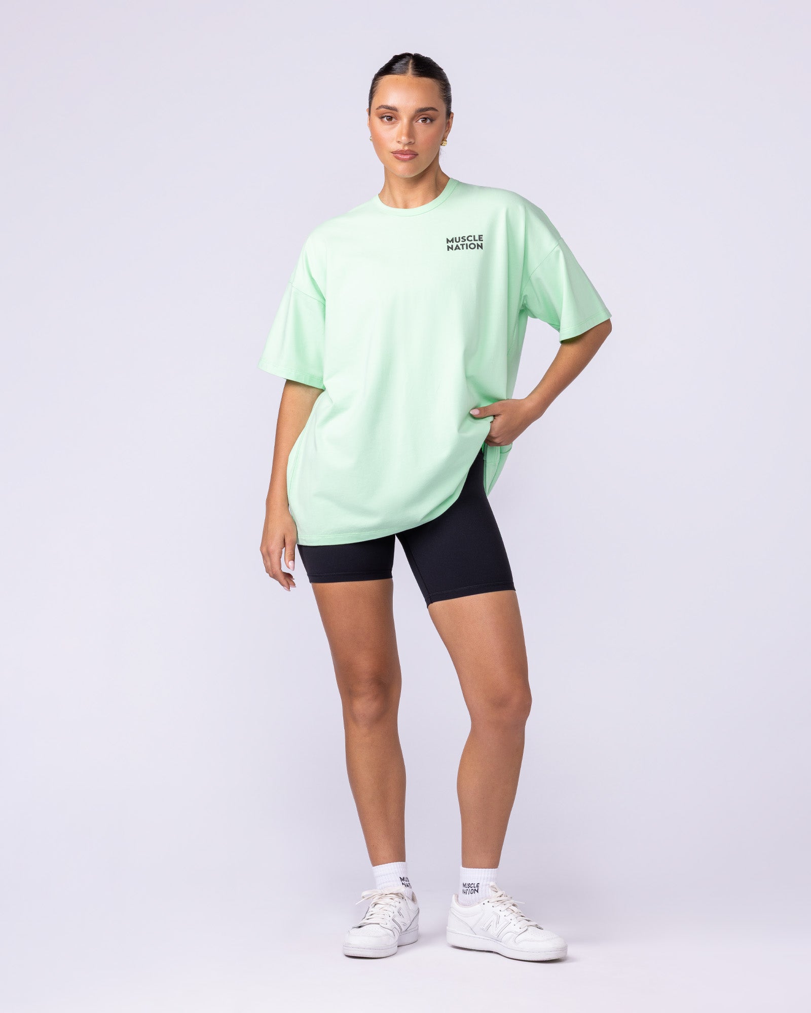 Lifestyle Club Oversized Tee - Lime Splice-T-Shirts-XXS-1125231LIMSPLC-XXS-MNAPPRL46242-2-Muscle Nation