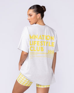 Lifestyle Club Oversized Tee Snow Grey Marl - Muscle Nation women's gym tee