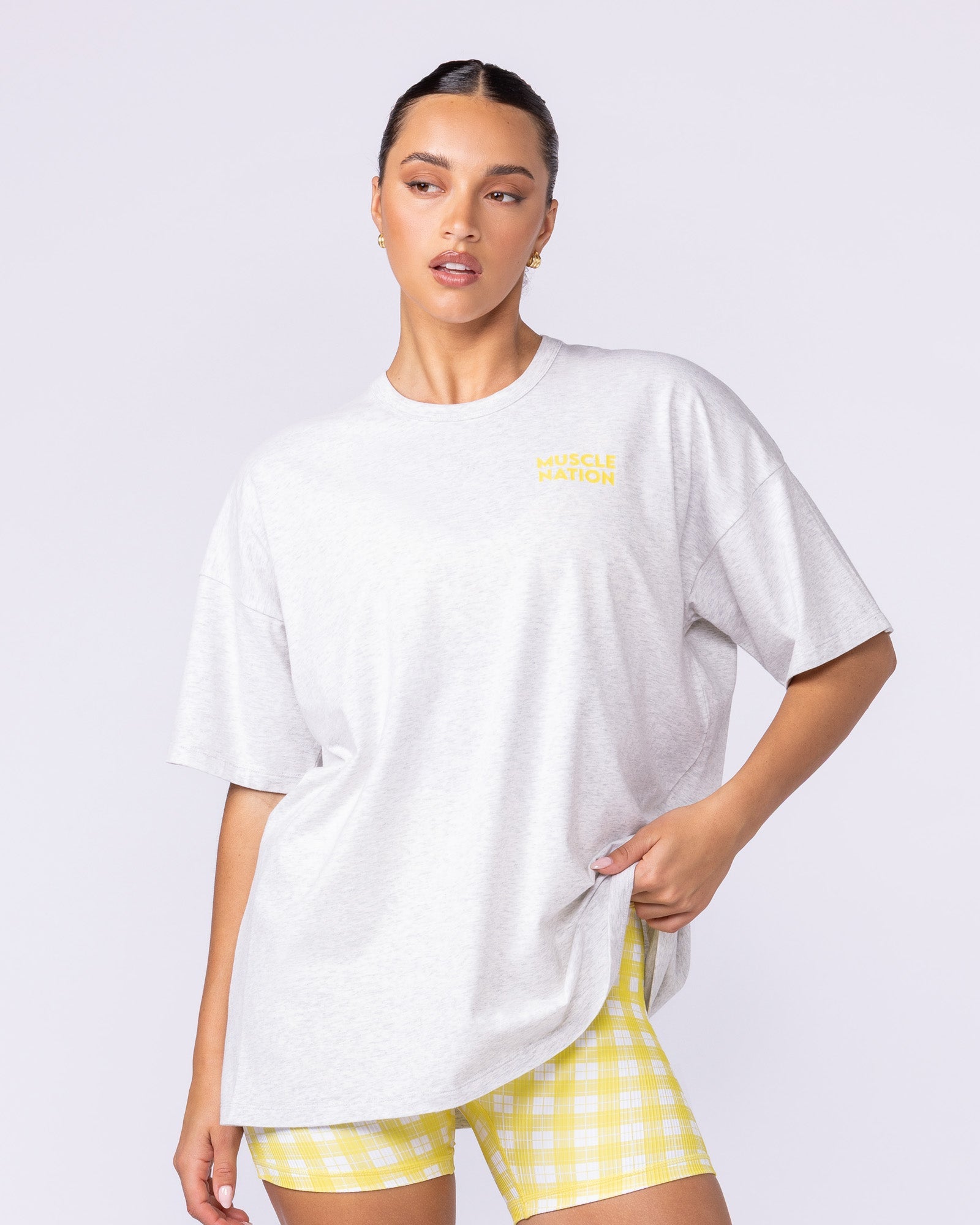 Lifestyle Club Oversized Tee - Snow Grey Marl-T-Shirts-XXS-1125231SNGRYMR-XXS-MNAPPRL46260-2-Muscle Nation