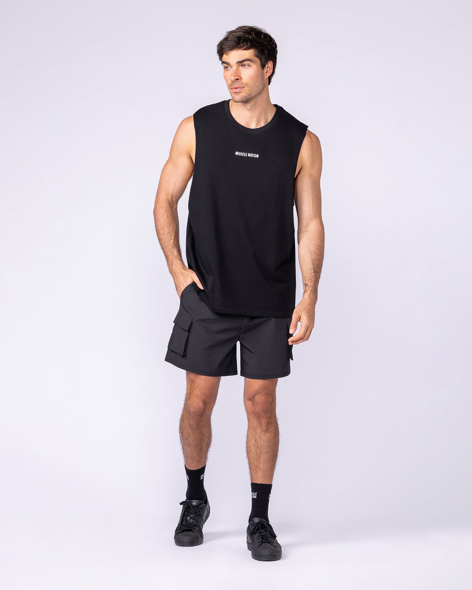 Lifestyle Training Tank - Black-Singlets & Tanks-S-1125220BLK-S-MNAPPRL47509-5-Muscle Nation