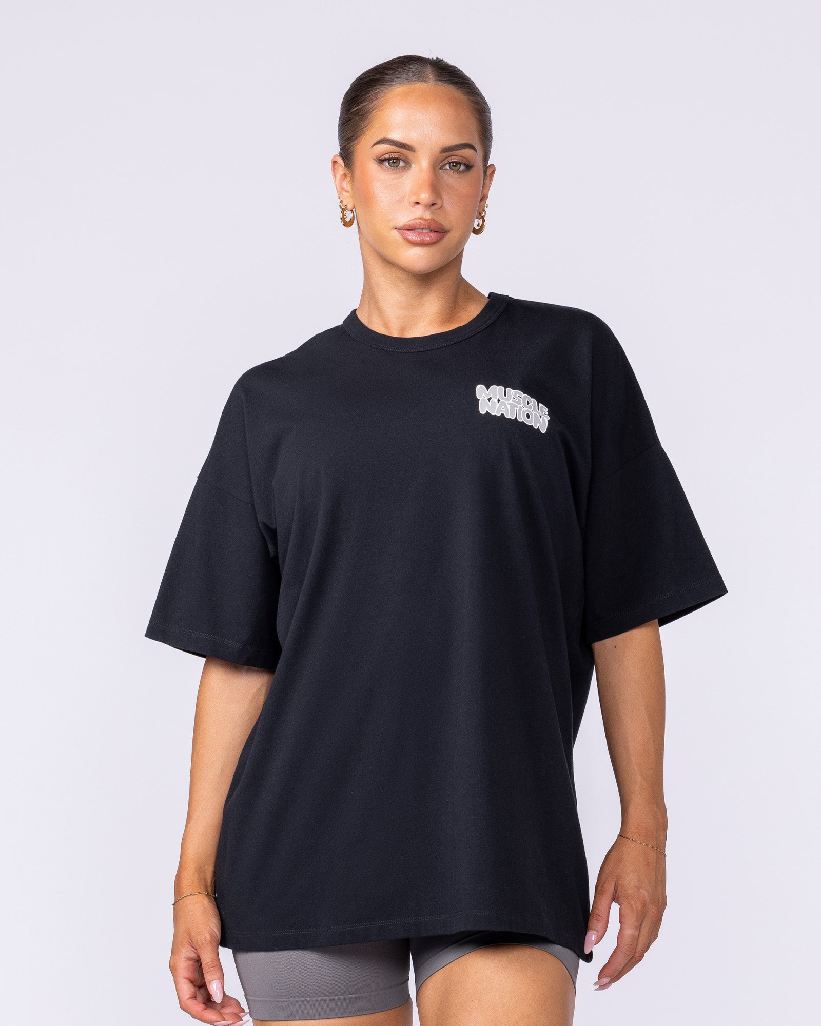 Lifting Club Oversized Tee - Black-T-Shirts-XXS-022509BLK-XXS-MNAPPRL40574-2-Muscle Nation