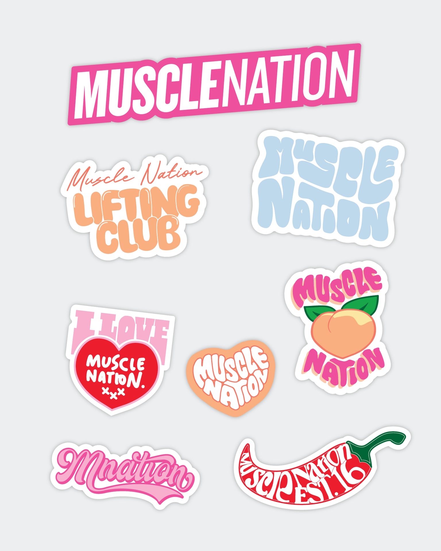 MN Sticker Pack - Summer Brights-Accessories-ACC022580SMRB-9360785008631-1-Muscle Nation