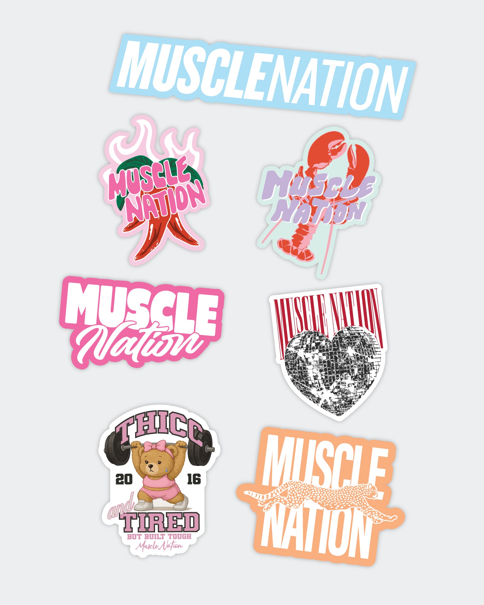 MN Sticker Pack - Summer-Accessories-Summer Brights-1125238SMRB-ONE-9360785015660-2-Muscle Nation