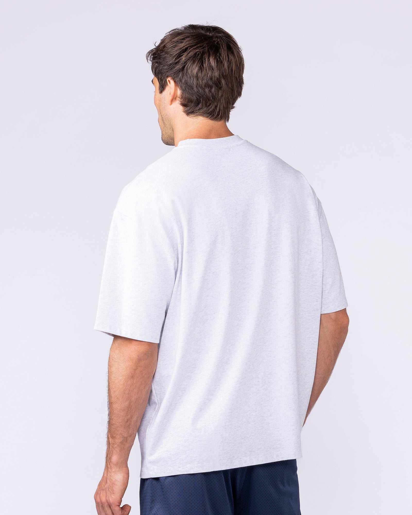 Mens Running Club Oversized Tee - Snow Grey Marl-T-Shirts-XS-1125181SNGRYMR-XS-MNAPPRL47547-3-Muscle Nation