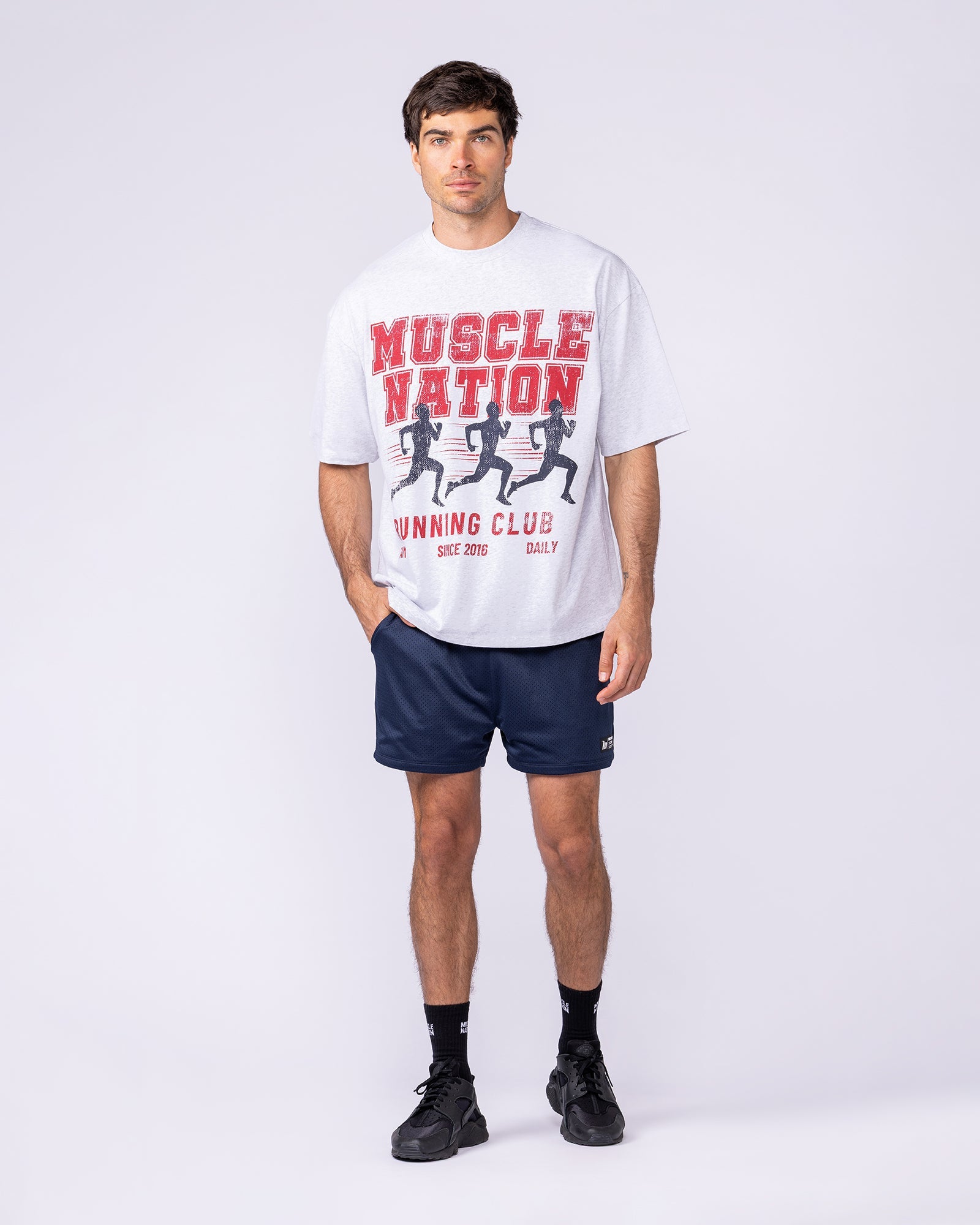 Mens Running Club Oversized Tee - Snow Grey Marl-T-Shirts-XS-1125181SNGRYMR-XS-MNAPPRL47547-6-Muscle Nation