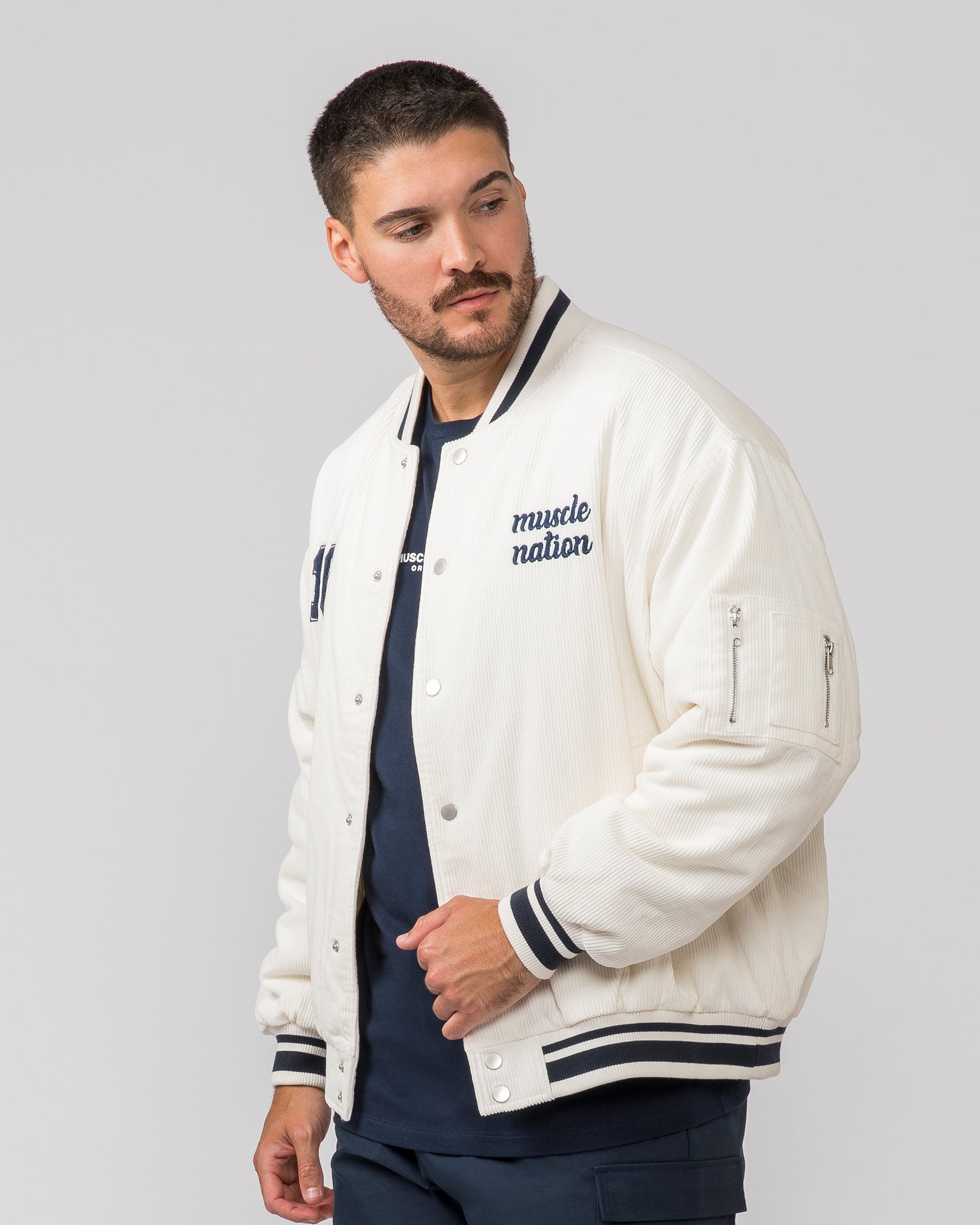Retro Cord Bomber Jacket - Travertine-Jackets-XS-042420TRAV-XS-MNAPPRL31288-3-Muscle Nation