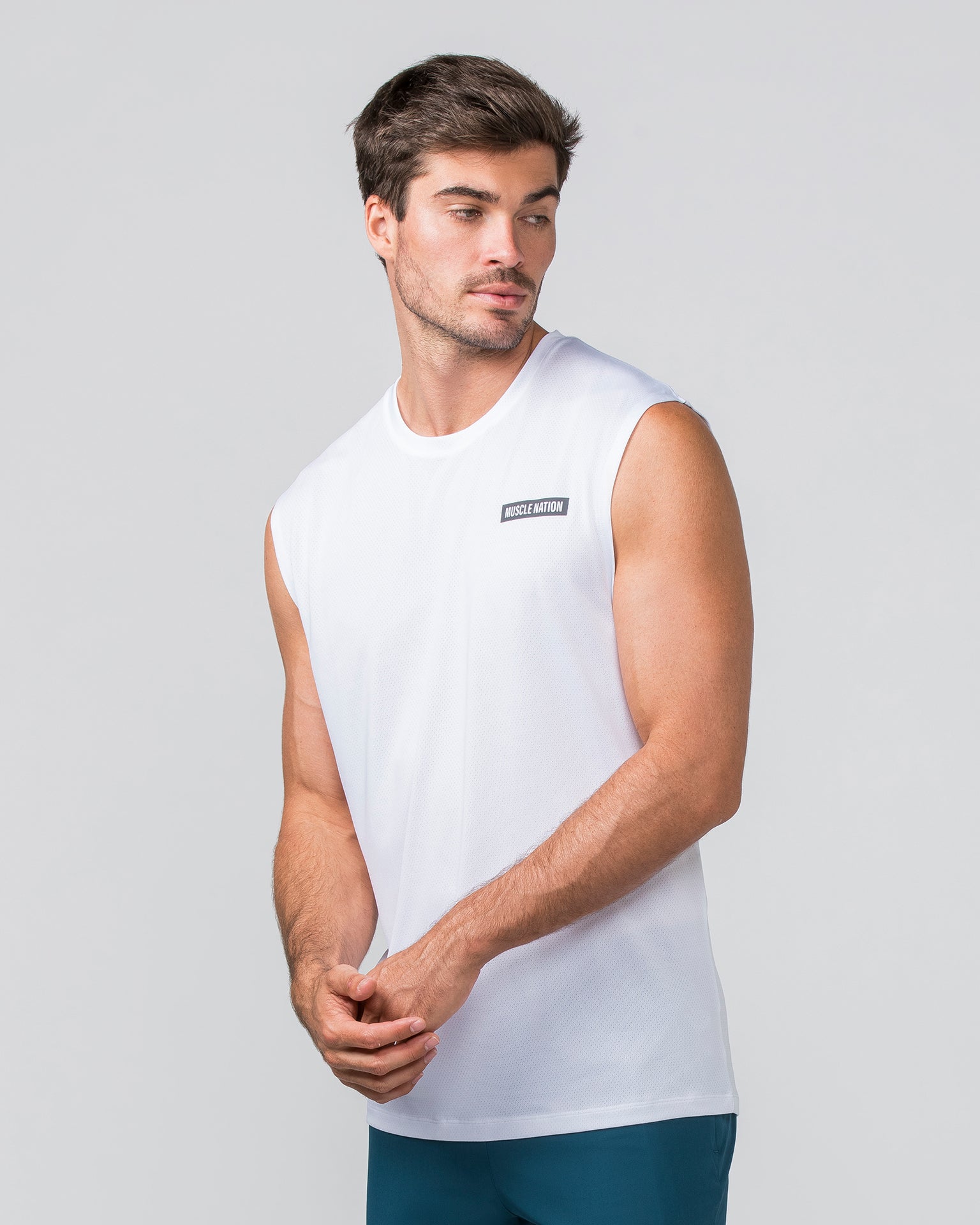 Relaxed Active Tank - White-Singlets & Tanks-S-022438WHT-S-MNAPPRL29747-2-Muscle Nation