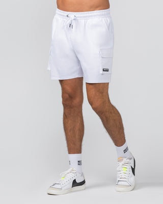 Daily Cargo 5" Shorts - White-Shorts-S-042346WHT-S-MNAPPRL30903-2-Muscle Nation