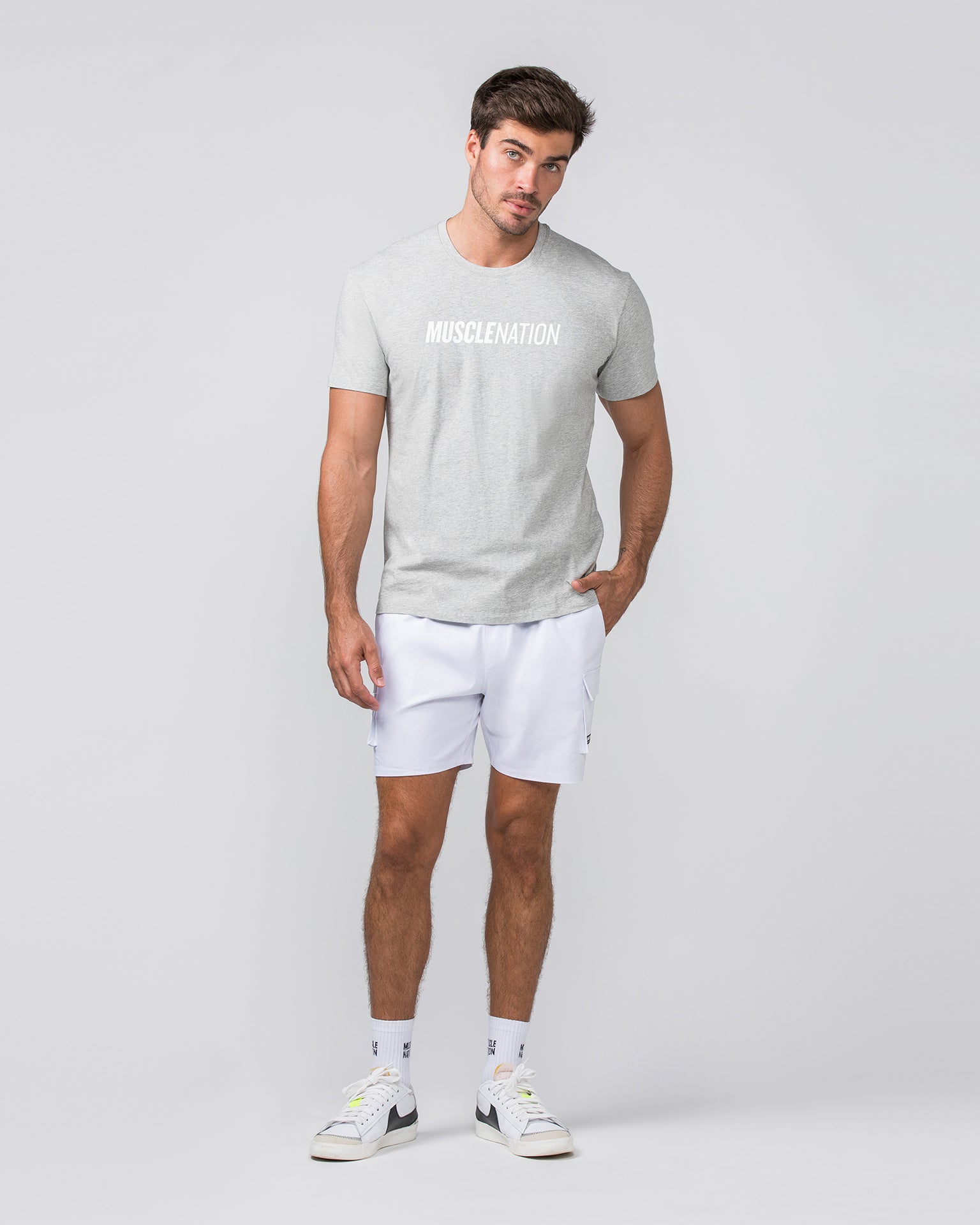 Daily Cargo 5" Shorts - White-Shorts-S-042346WHT-S-MNAPPRL30903-6-Muscle Nation