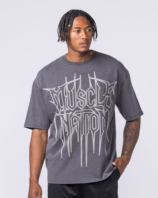 Metalcore Oversized Vintage Tee - Washed Dark Tornado-T-Shirts-XS-022626WDTRNDO-XS-MNAPPRL48728-2-Muscle Nation