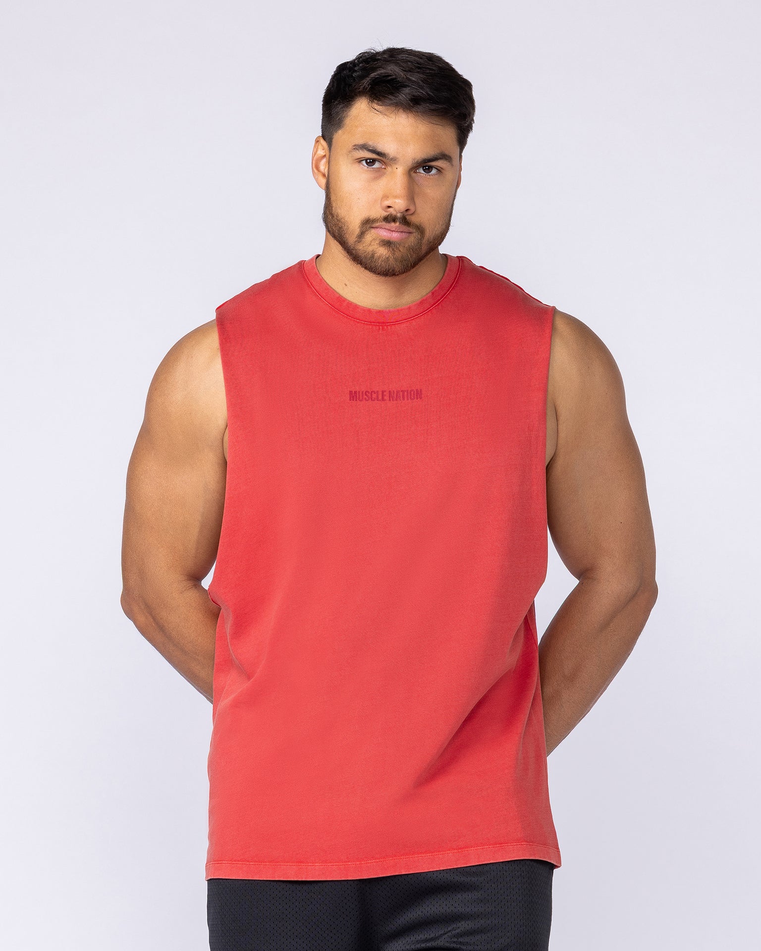Vintage Training Drop Arm Tank - Washed Red-Singlets & Tanks-XS-1125189WSHRED-XS-MNAPPRL48803-1-Muscle Nation