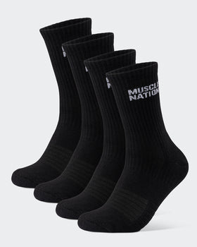 Mens Essential Crew Socks (2x Pack) - Black-Socks-Black-AC092311BLK-ONE-MNAPPRL26522-1-Muscle Nation