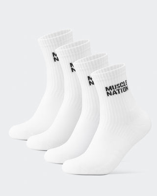 Womens Essential Crew Socks (2x Pack) - White-Socks-White-AC092310WHT-ONE-MNAPPRL26515-1-Muscle Nation