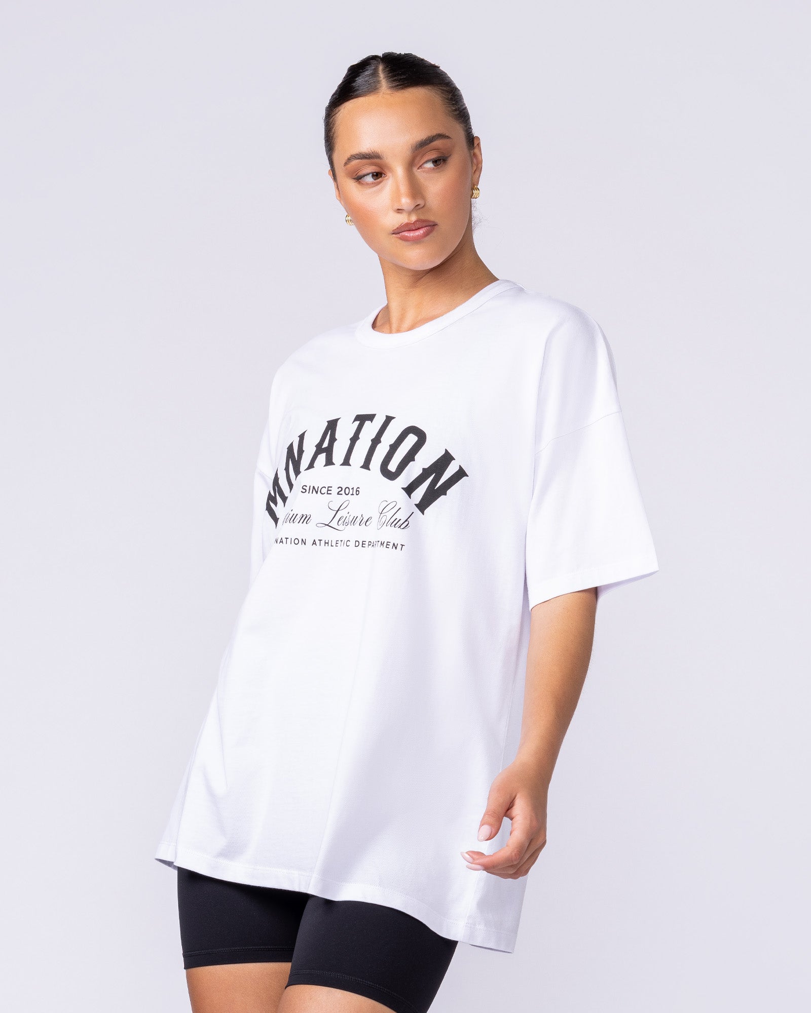 MN Saloon Oversized Tee - White-T-Shirts-XXS-1125171WHT-XXS-MNAPPRL45048-4-Muscle Nation