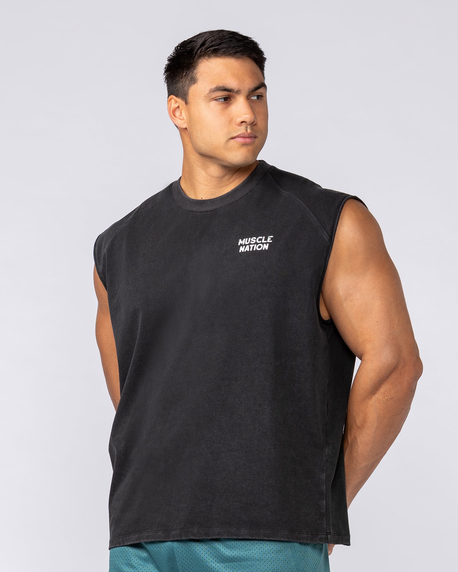 MNation Co Vintage Boxy Muscle Tank - Washed Black-Singlets & Tanks-XS-092537WSHBLK-XS-MNAPPRL44294-3-Muscle Nation