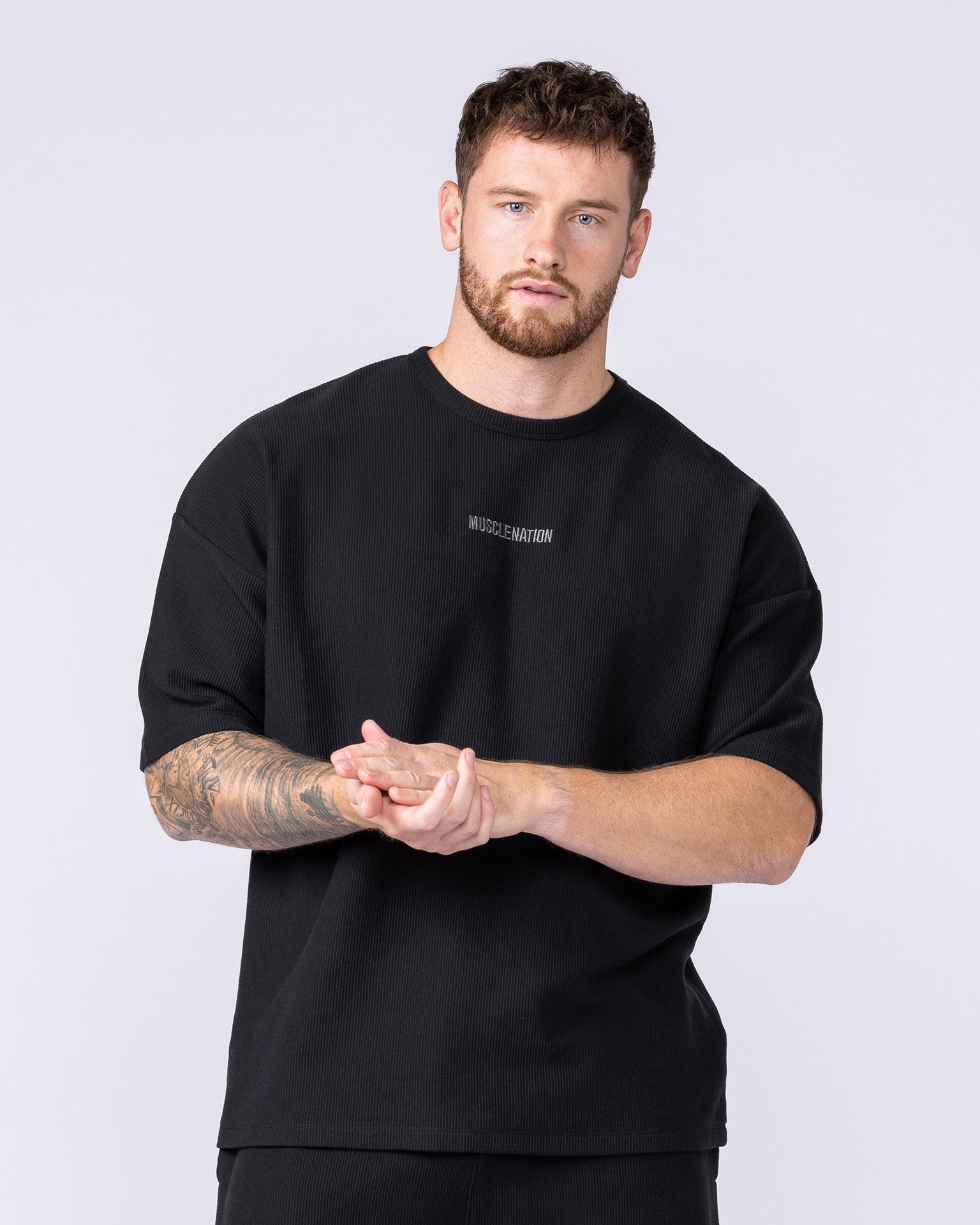 Oversized Jersey Tee - Black-Tops-S-1125223BLK-S-MNAPPRL47585-3-Muscle Nation