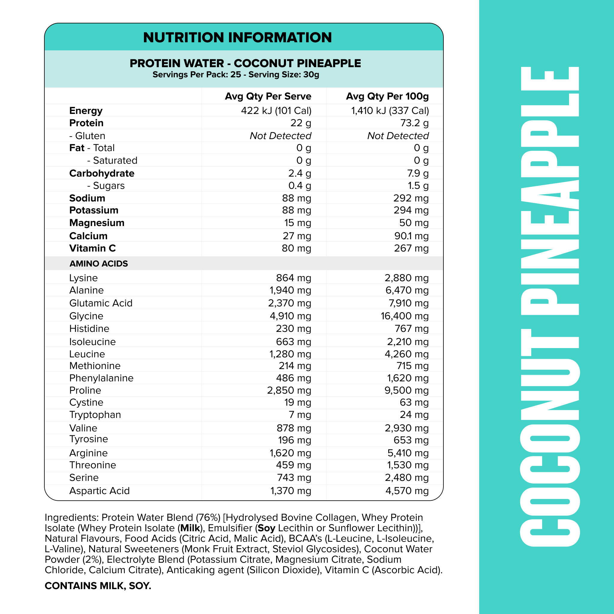 PROTEIN WATER - Coconut Pineapple - 300ml Tub-Protein Waters-3-Muscle Nation