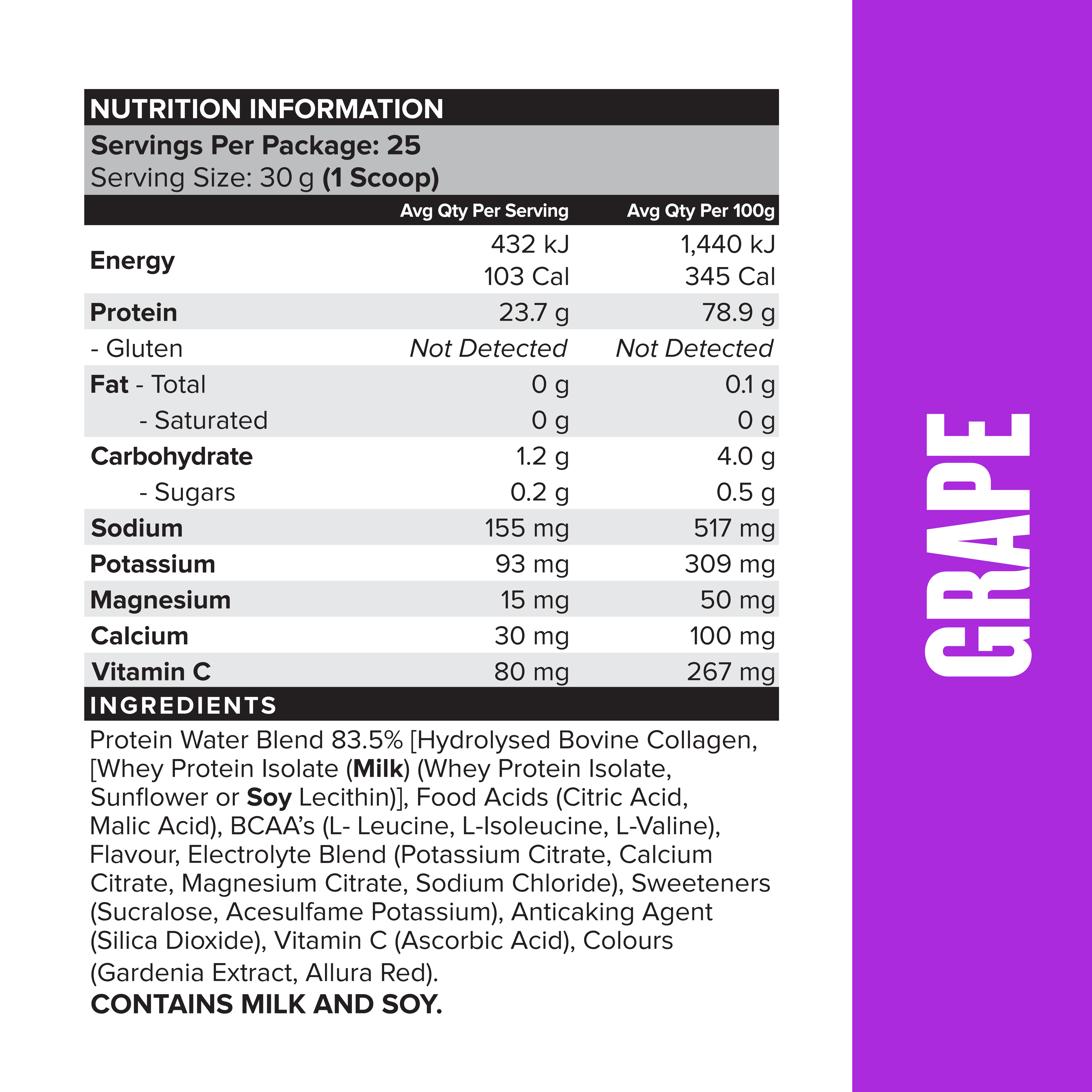 PROTEIN WATER - Grape - 25 serves-Protein Waters-MNSUPPS0323-9359054001190-3-Muscle Nation