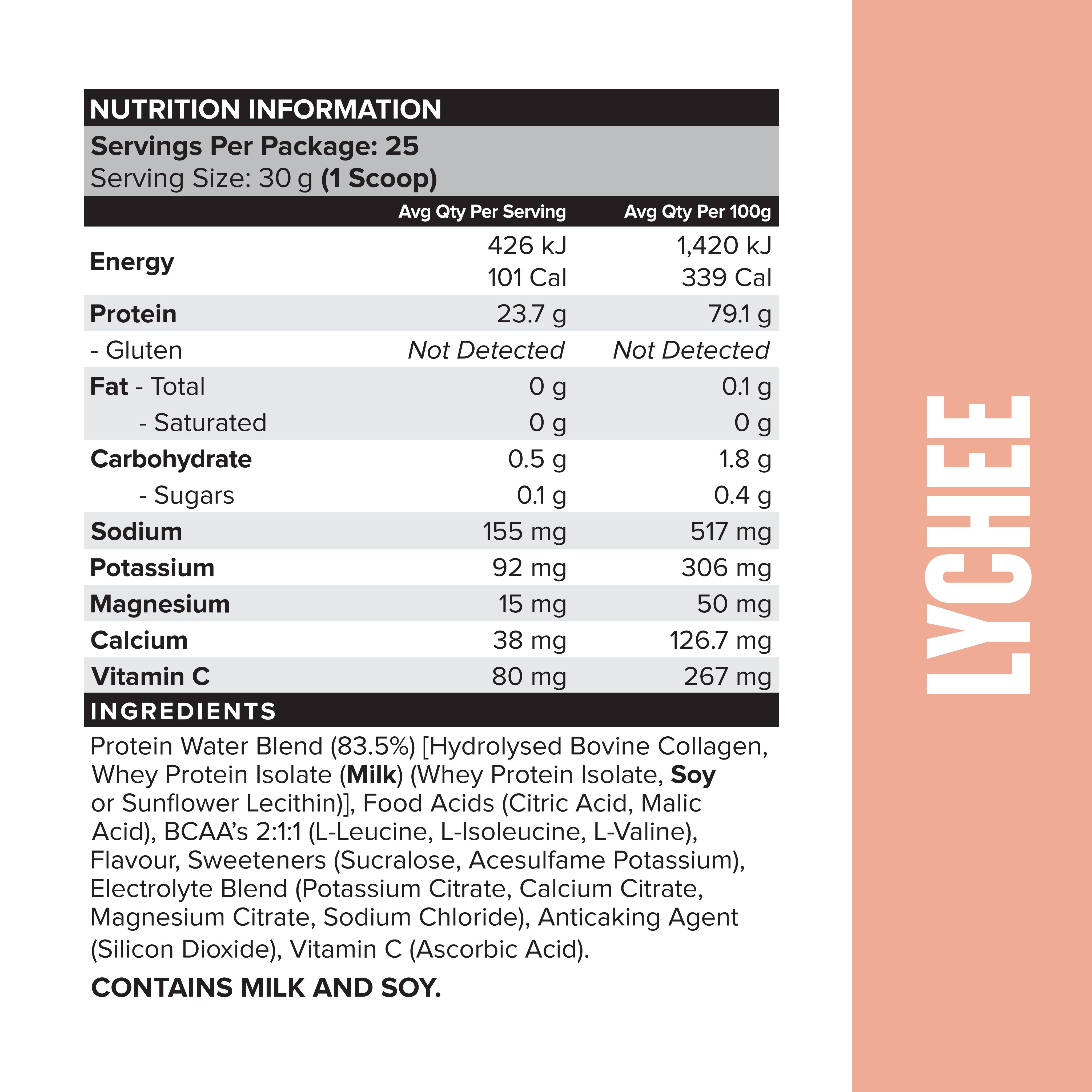 PROTEIN WATER - Lychee - 25 serves-Protein Waters-MNSUPPS0369-9359054002104-3-Muscle Nation