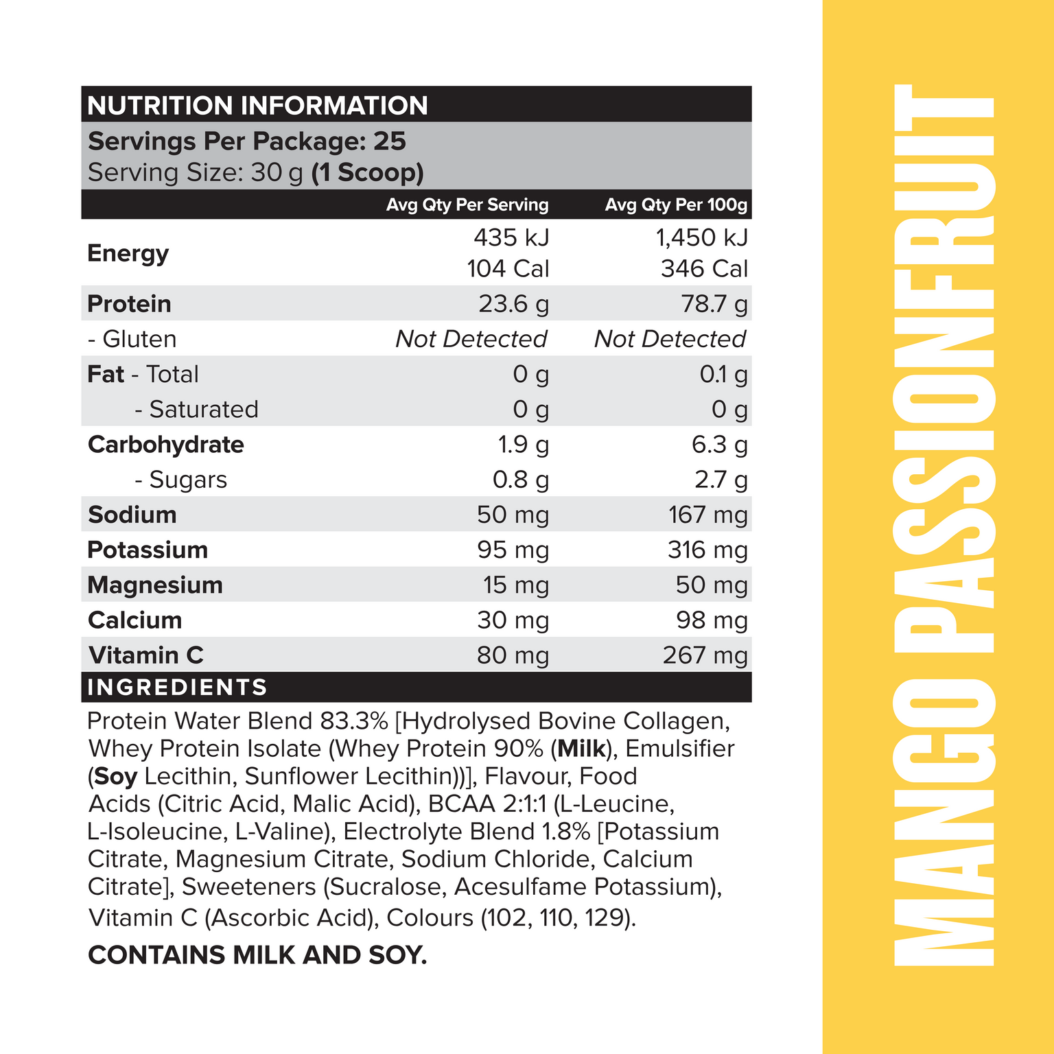 PROTEIN WATER - Mango Passionfruit - 25 serves-Protein Waters-MNSUPPS0211-9359054001213-3-Muscle Nation