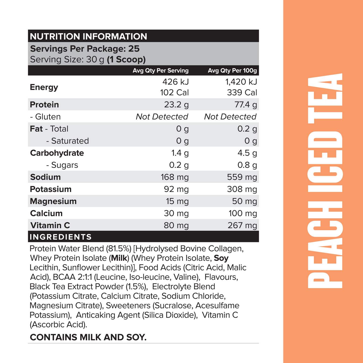 PROTEIN WATER - Peach Iced Tea - 25 serves-Protein Waters-MNSUPPS0331-9359054001299-3-Muscle Nation