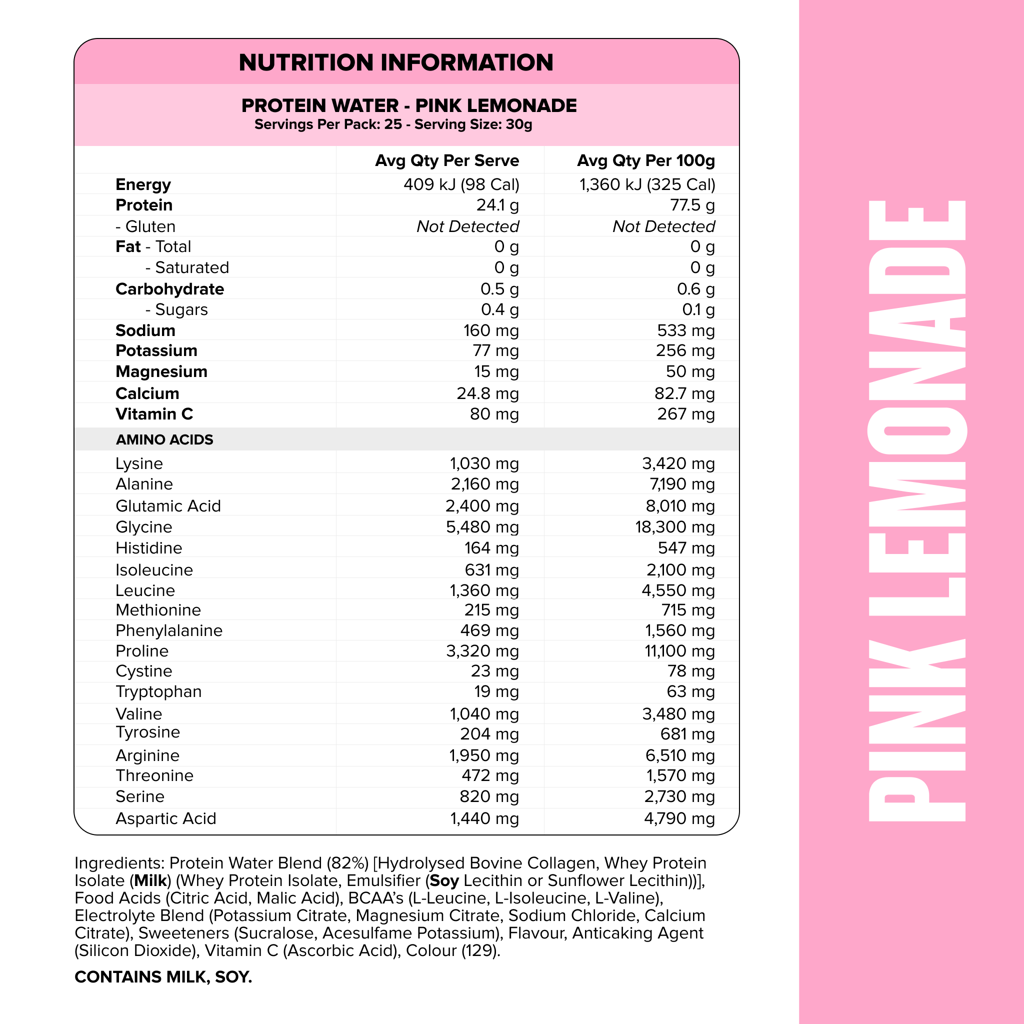 PROTEIN WATER - Pink Lemonade - 25 serves-Protein Waters-MNSUPPS0376-9359054002845-3-Muscle Nation
