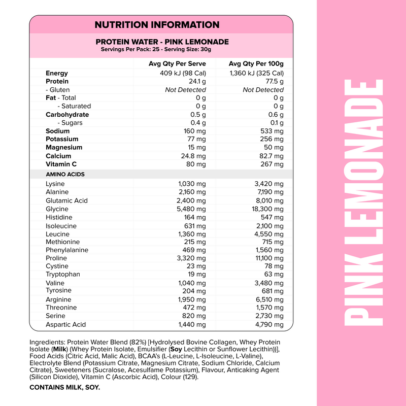 PROTEIN WATER - Pink Lemonade - 25 serves-Protein Waters-MNSUPPS0376-9359054002845-3-Muscle Nation