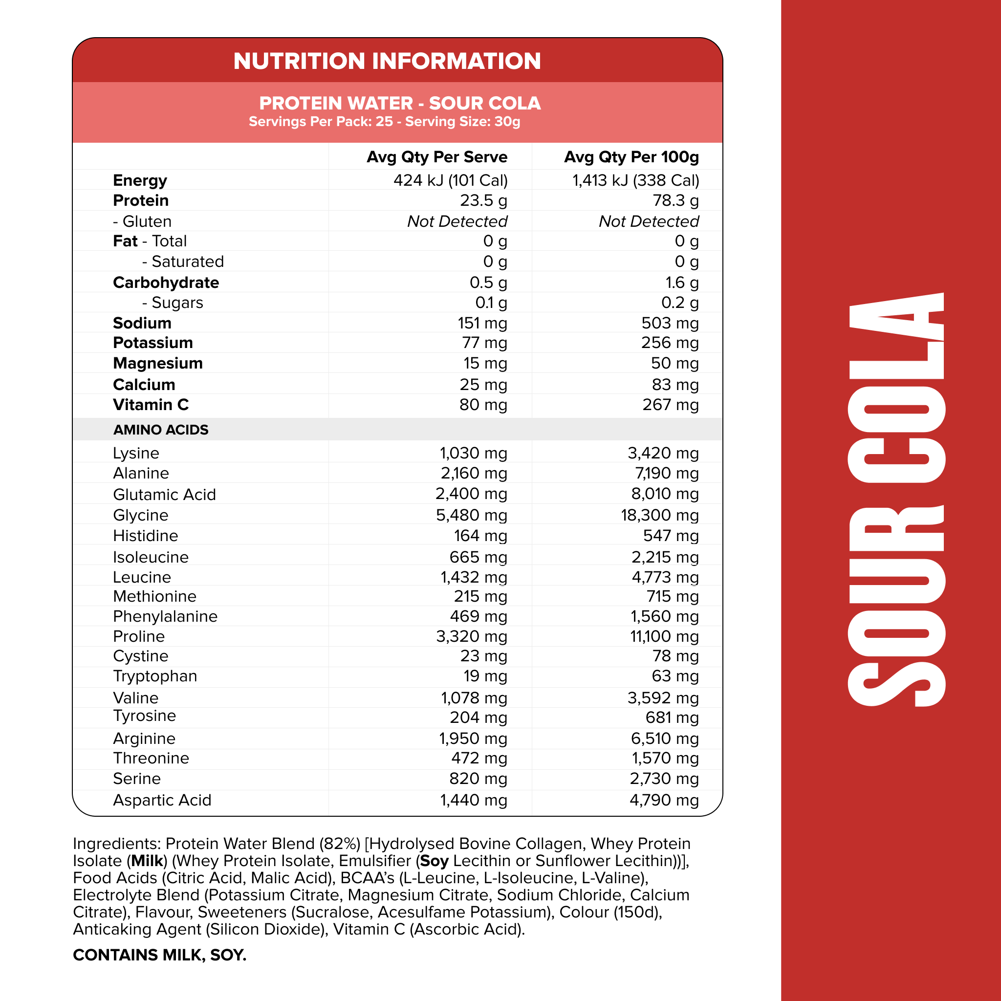 PROTEIN WATER - Sour Cola - 25 serves-Protein Waters-MNSUPPS0377-9359054002777-3-Muscle Nation