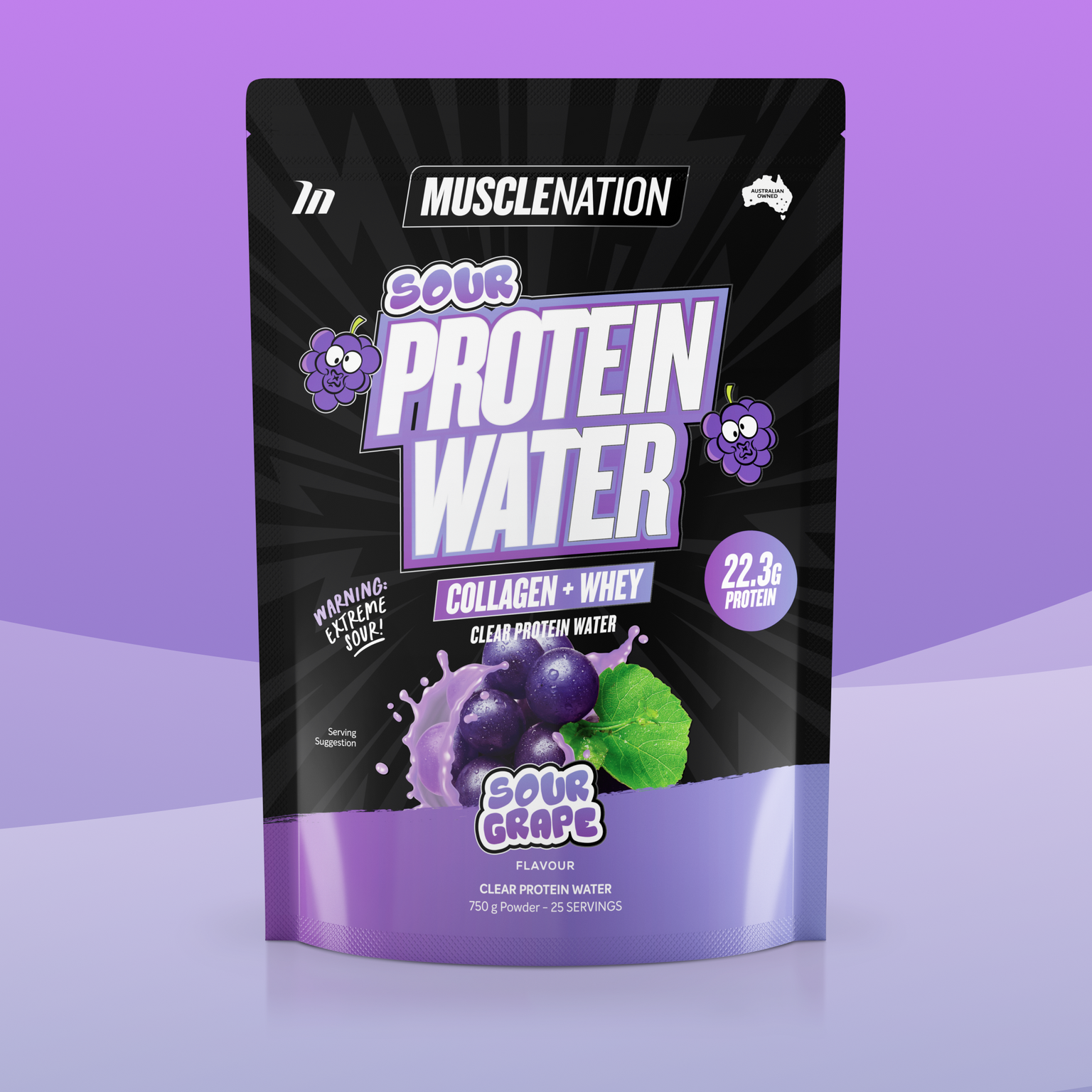 PROTEIN WATER - Sour Grape - 25 serves-Protein Waters-MNSUPPS0383-9359054002791-1-Muscle Nation