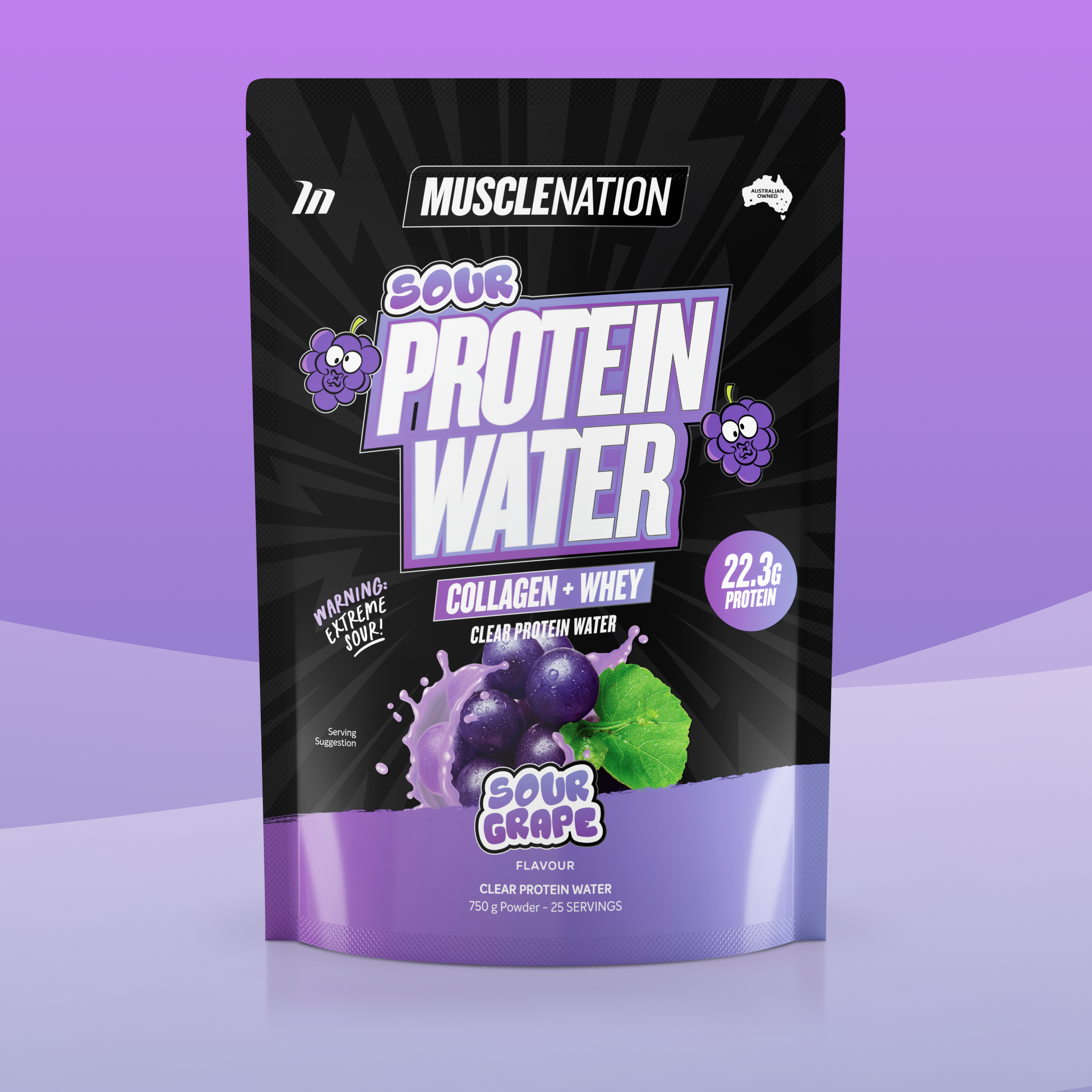 PROTEIN WATER - Sour Grape - 25 serves-Protein Waters-MNSUPPS0383-9359054002791-1-Muscle Nation