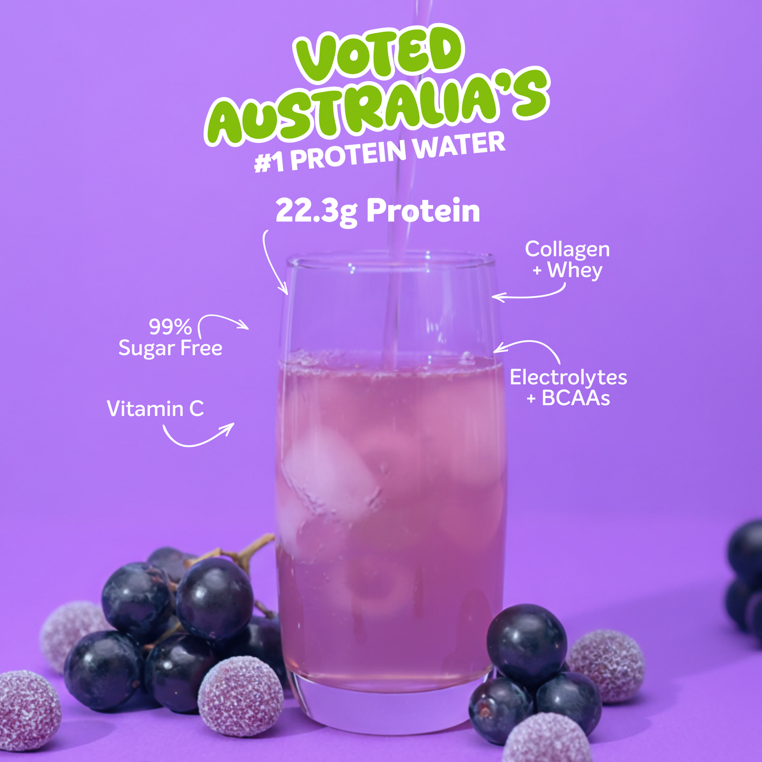 PROTEIN WATER - Sour Grape - 25 serves-Protein Waters-MNSUPPS0383-9359054002791-2-Muscle Nation