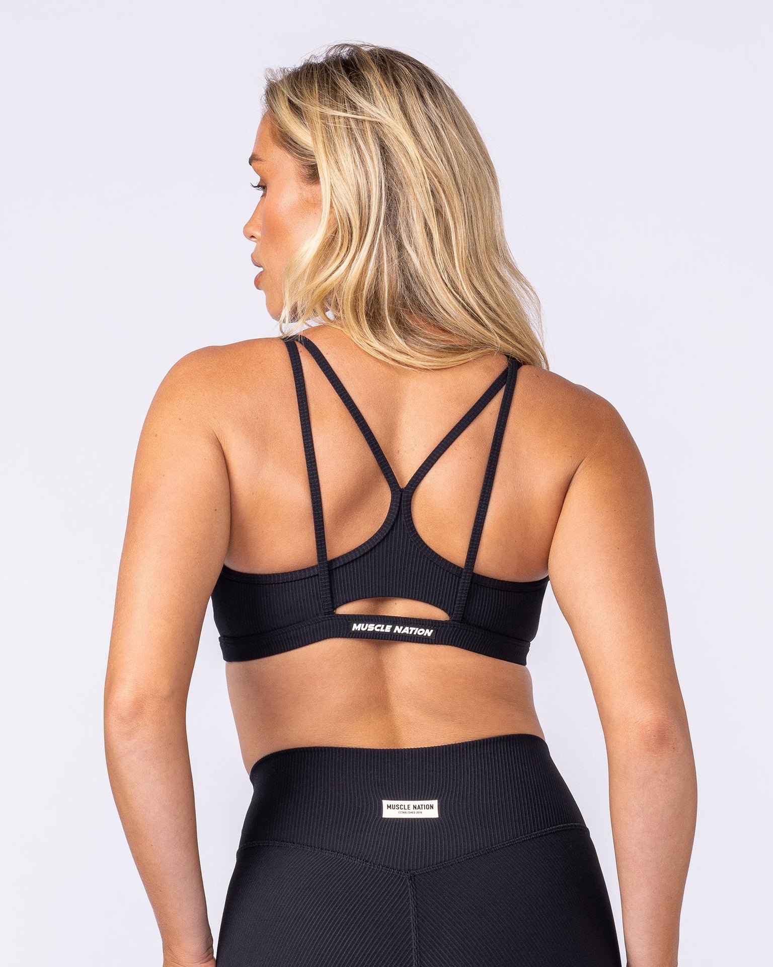 Pace It Rib Bra - Black-Sports Bras-XXS-112501BLK-XXS-MNAPPRL46353-4-Muscle Nation