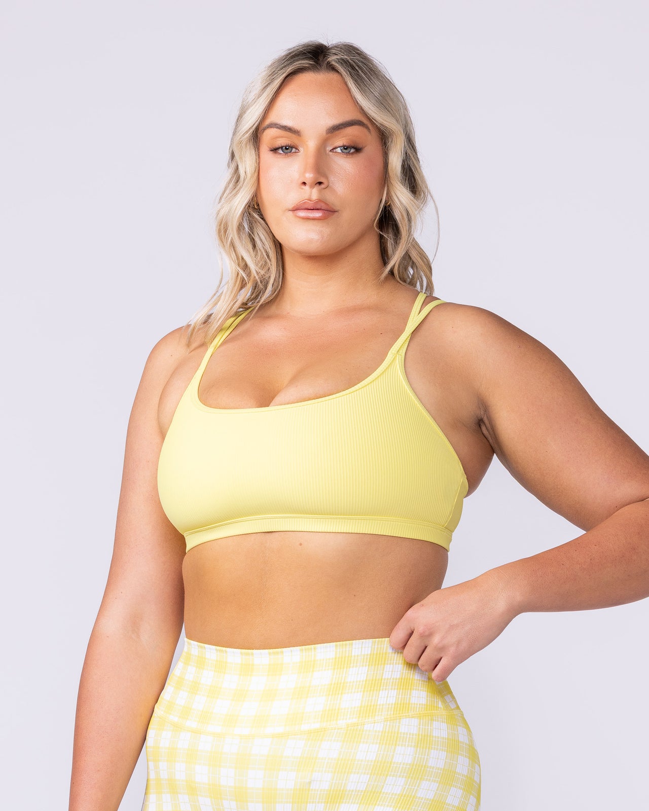 Pace It Rib Bra - Sunshine-Sports Bras-XXS-112501SHN-XXS-MNAPPRL46371-3-Muscle Nation