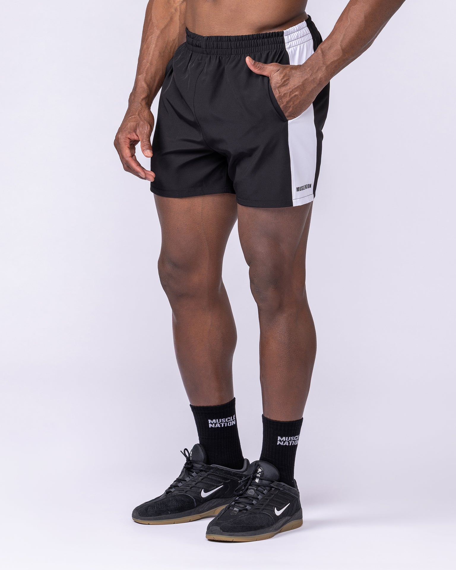 Panelled Function 4" Shorts - Black-Shorts-S-112565BLK-S-MNAPPRL47657-1-Muscle Nation