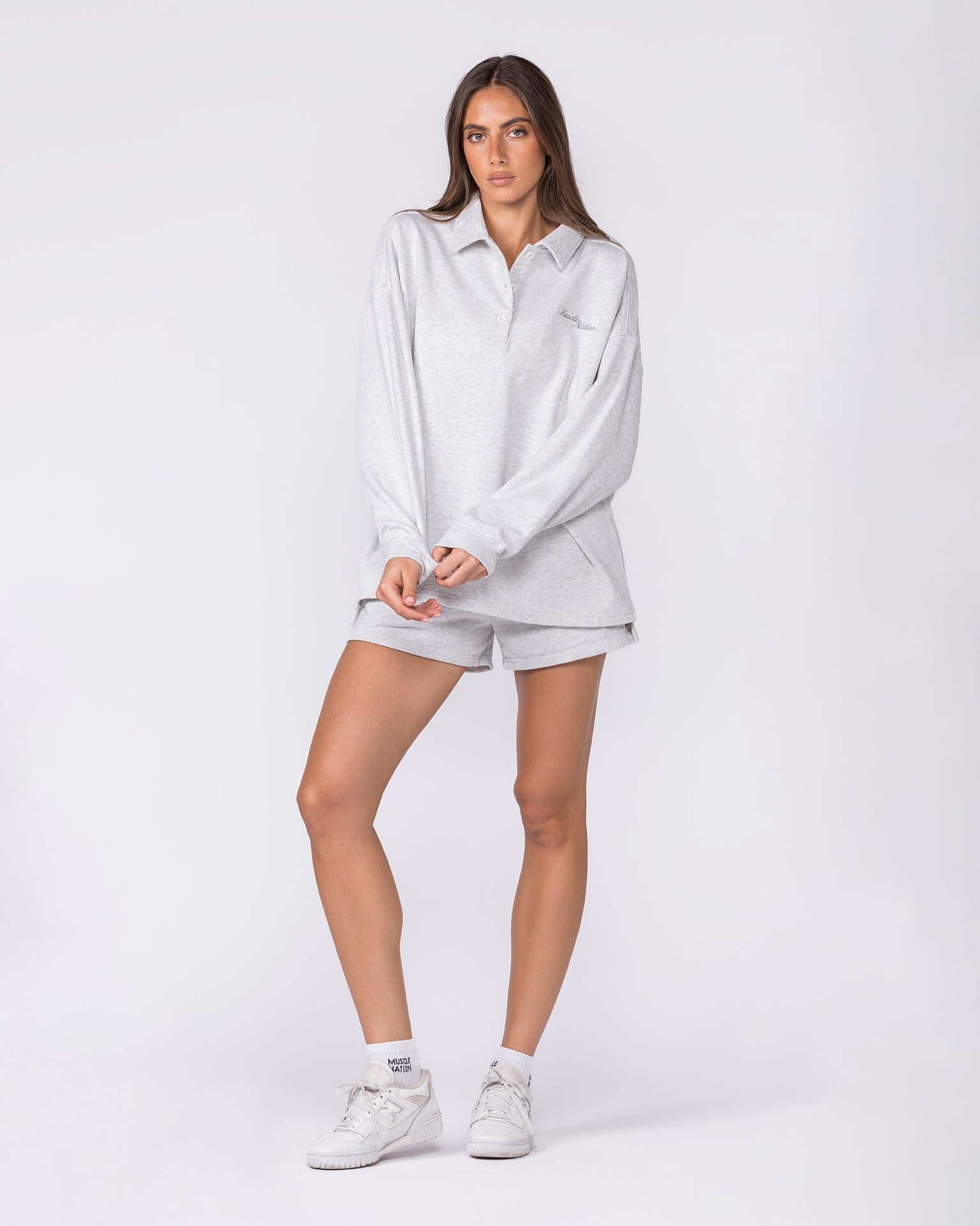 Polo Relaxed Pullover - Snow Grey Marl-Tops-XXS-032618SNGRYMR-XXS-MNAPPRL49440-6-Muscle Nation