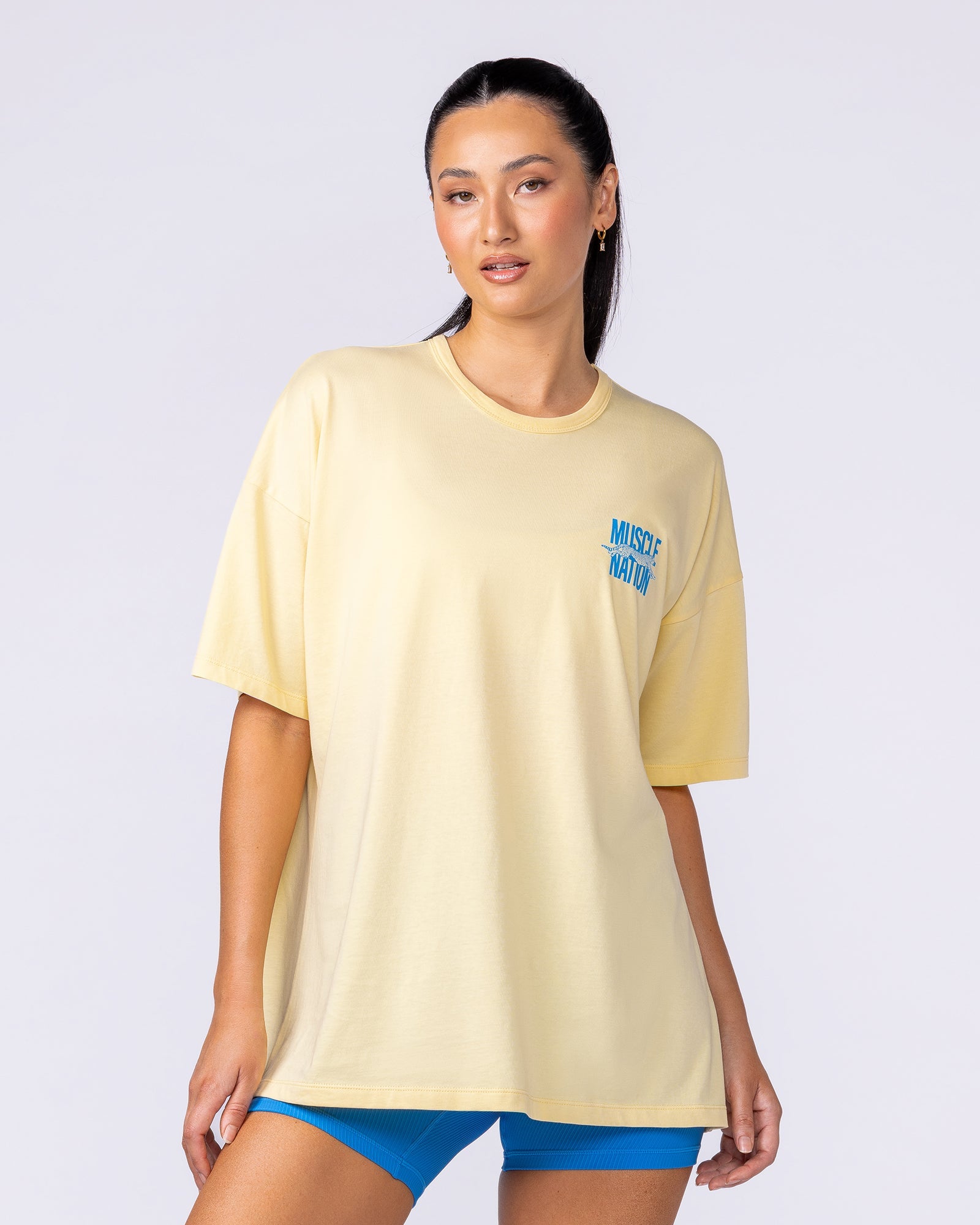 Pounce Oversized Tee - Panna Cotta-T-Shirts-XXS-112515PANCOT-XXS-MNAPPRL46416-2-Muscle Nation