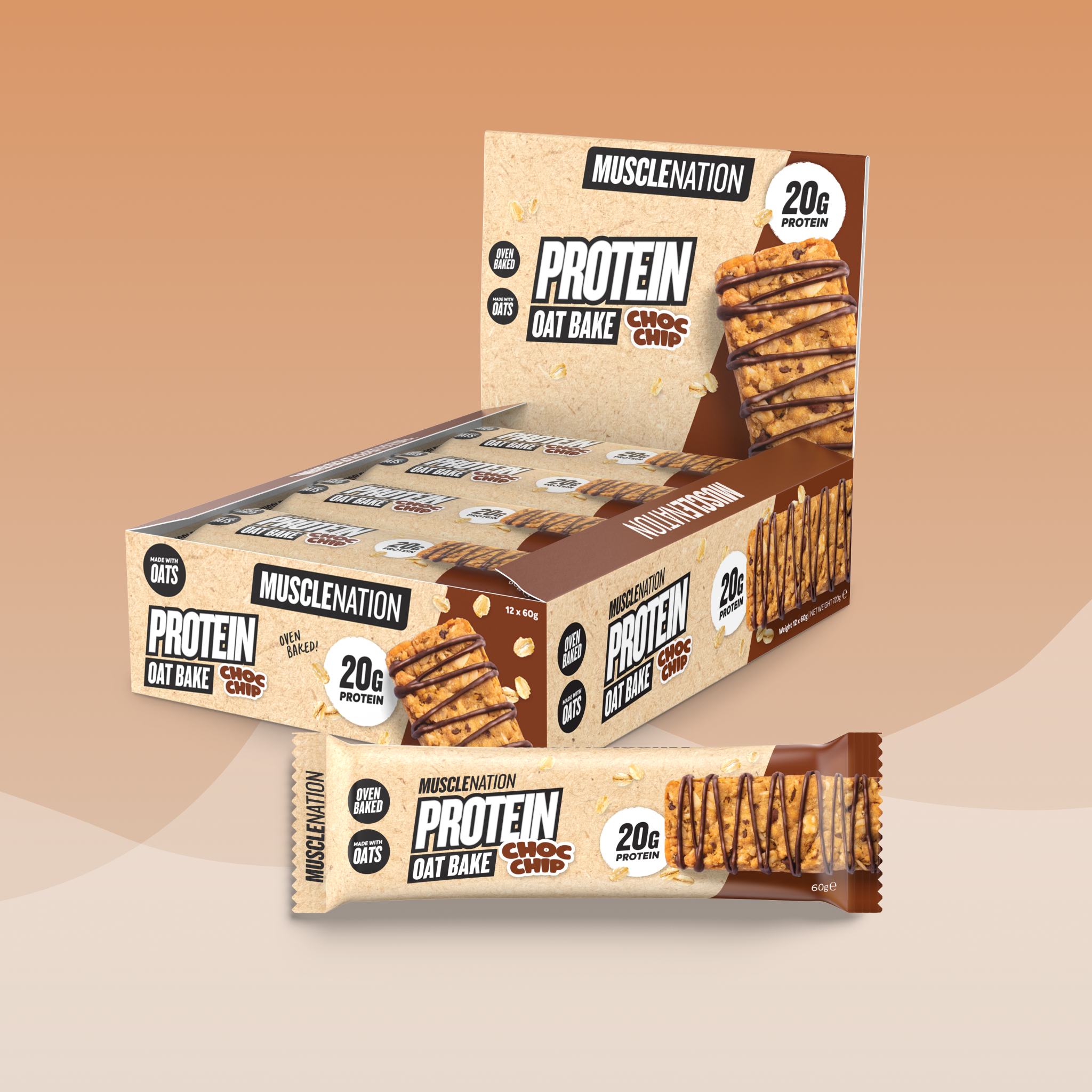 PROTEIN Oat Bake - Choc Chip - Box of 12-Protein Bars-MNSUPPS0395-19359054002163-1-Muscle Nation