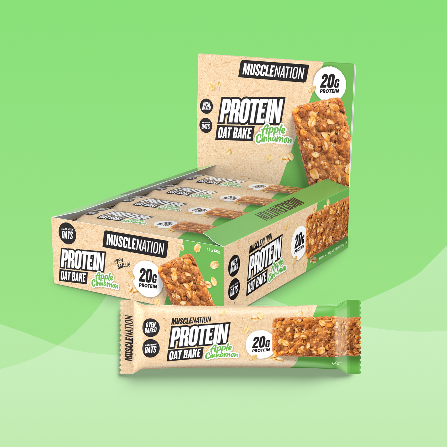 PROTEIN Oat Bake - Apple Cinnamon - Box of 12-Protein Bars-MNSUPPS0396-19359054002170-1-Muscle Nation