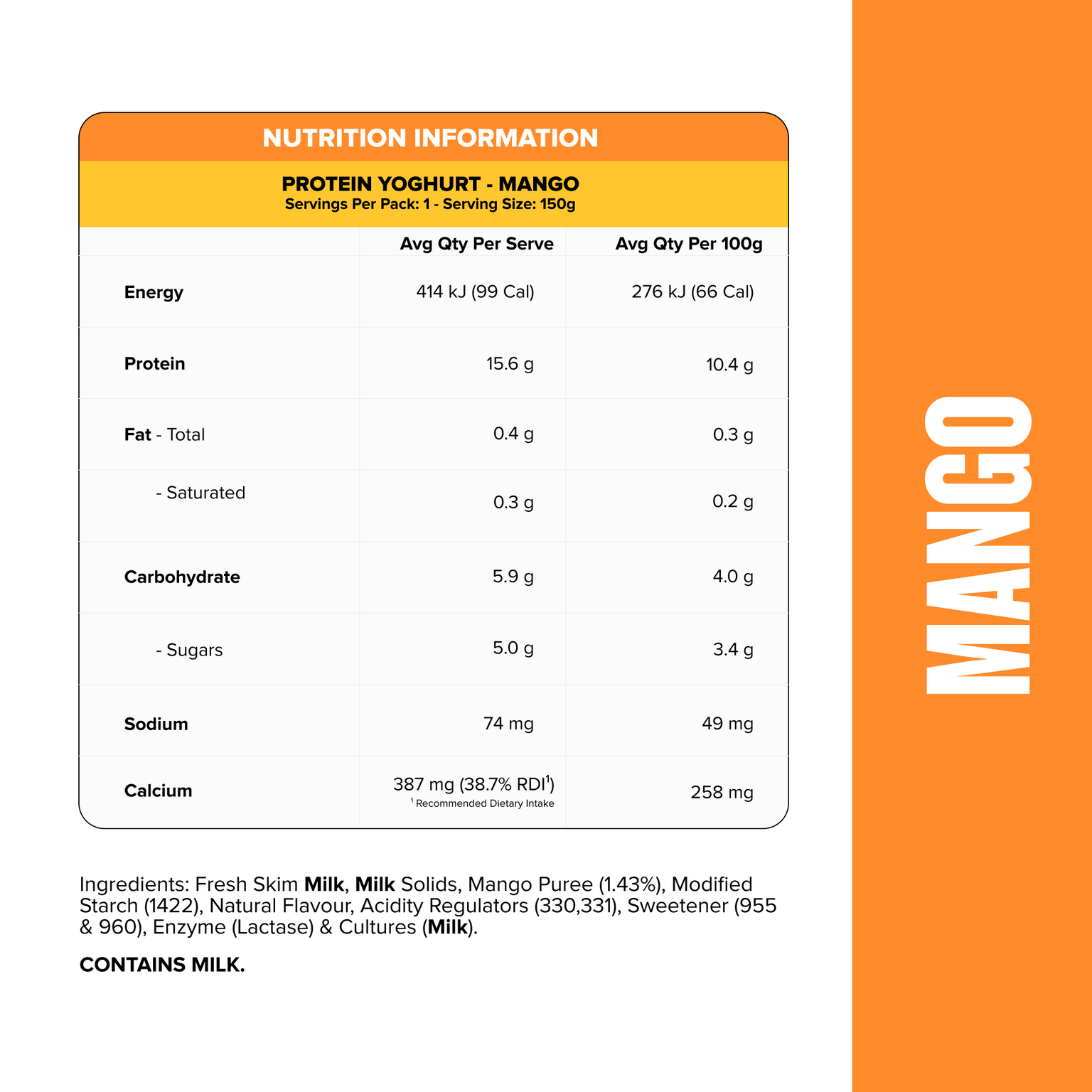 PROTEIN YOGHURT - Mango Pouch-Yoghurt-MNSUPPS0495-2-Muscle Nation