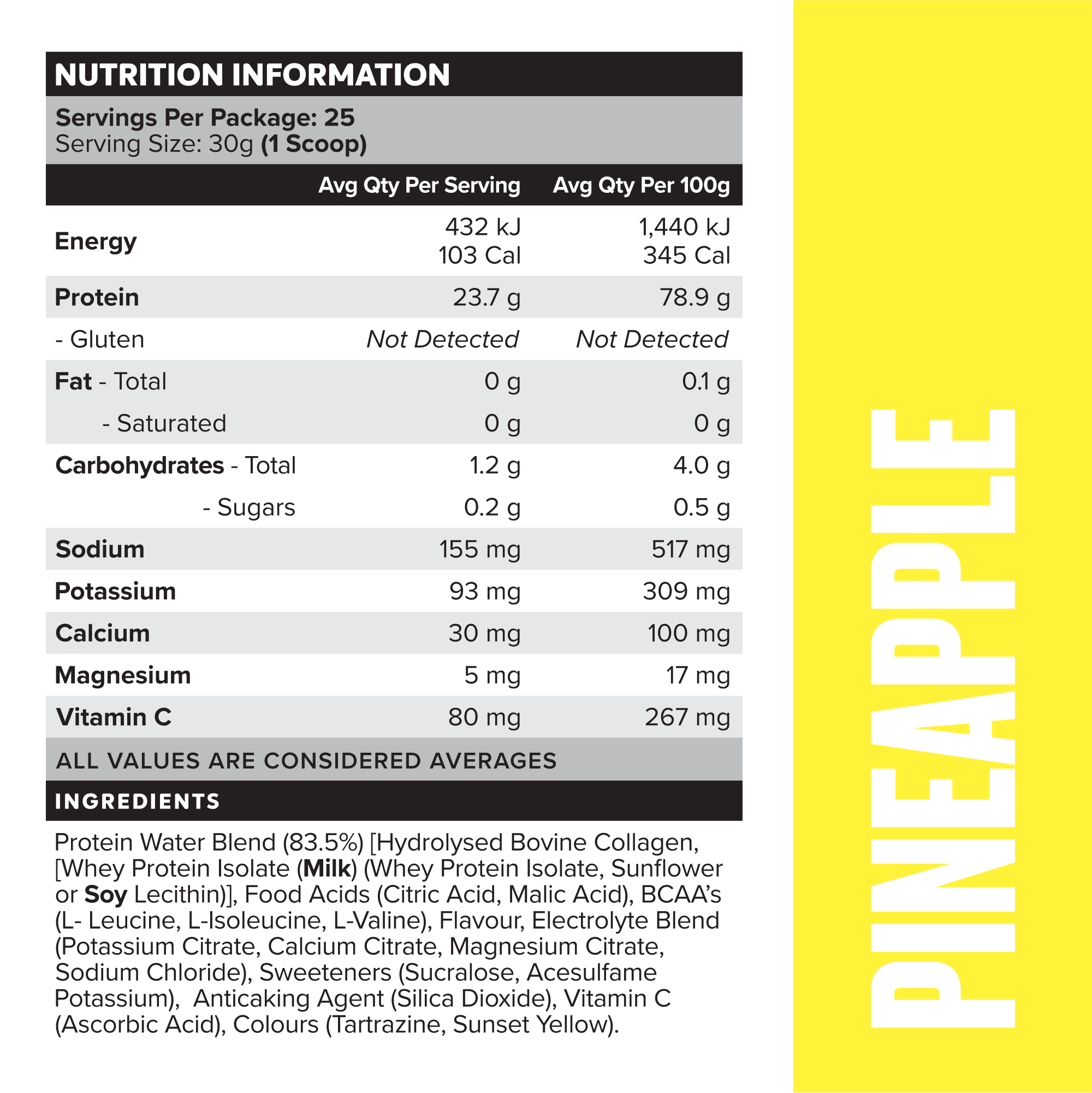 PROTEIN WATER - Pineapple - 25 serves-Protein Waters-MNSUPPS0330-9359054001282-3-Muscle Nation