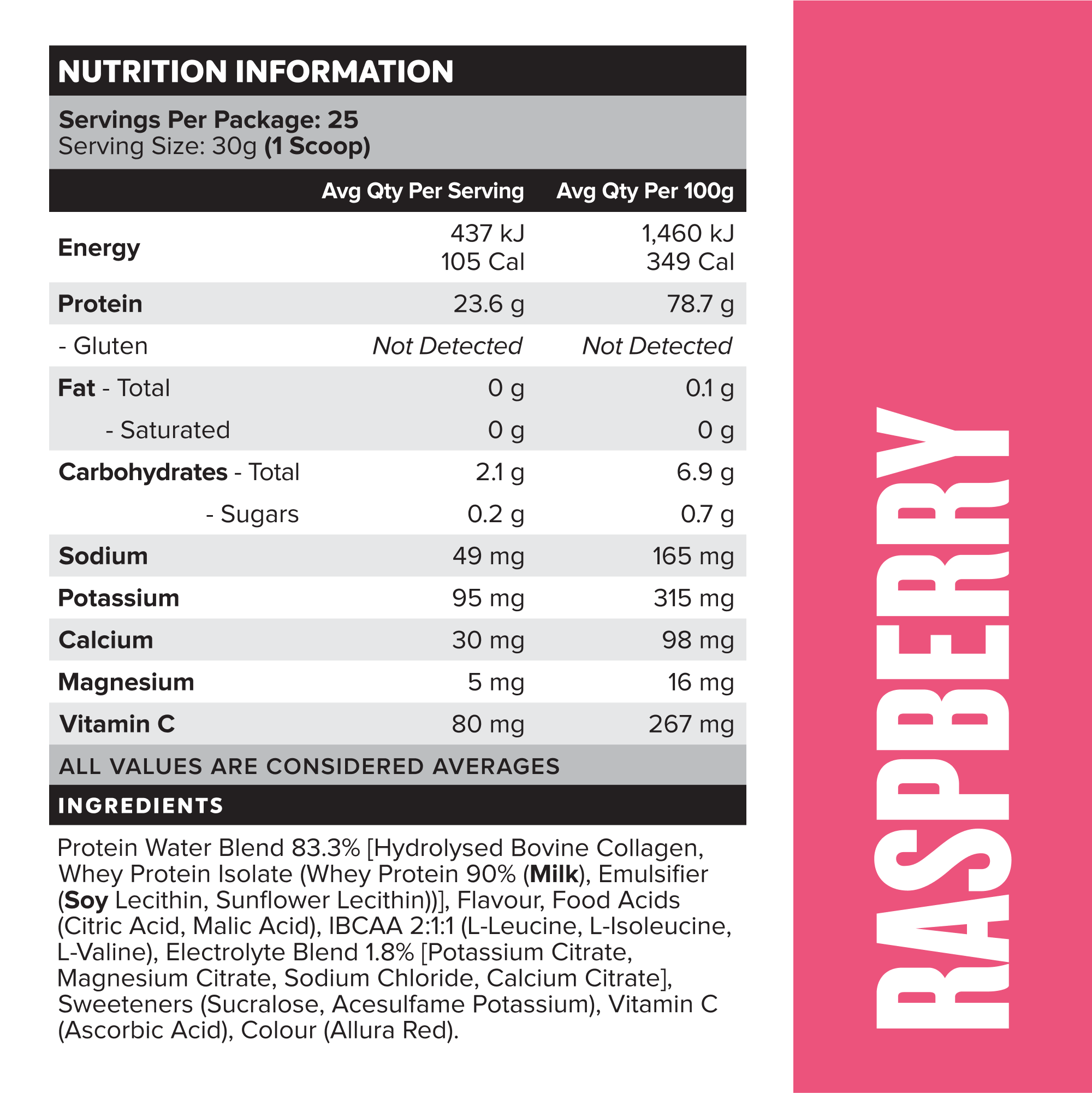 PROTEIN WATER - Raspberry - 25 serves-Protein Waters-MNSUPPS0210-9359054001237-2-Muscle Nation